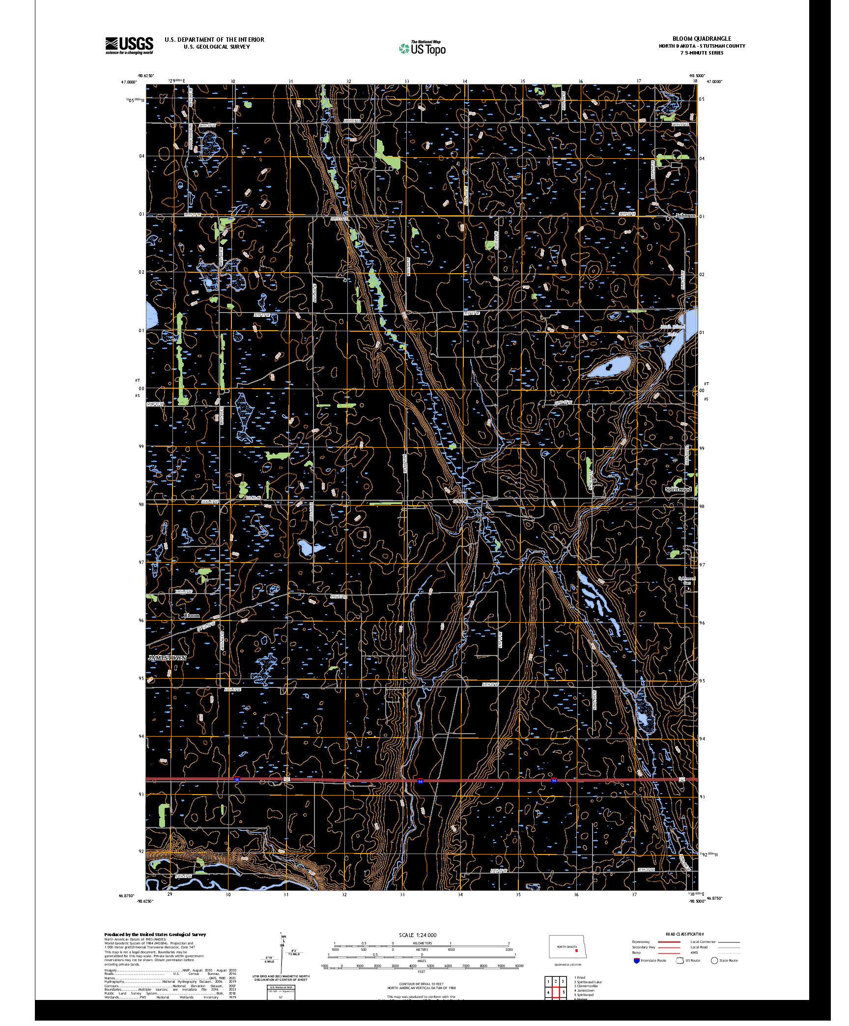 US TOPO 7.5-MINUTE MAP FOR BLOOM, ND