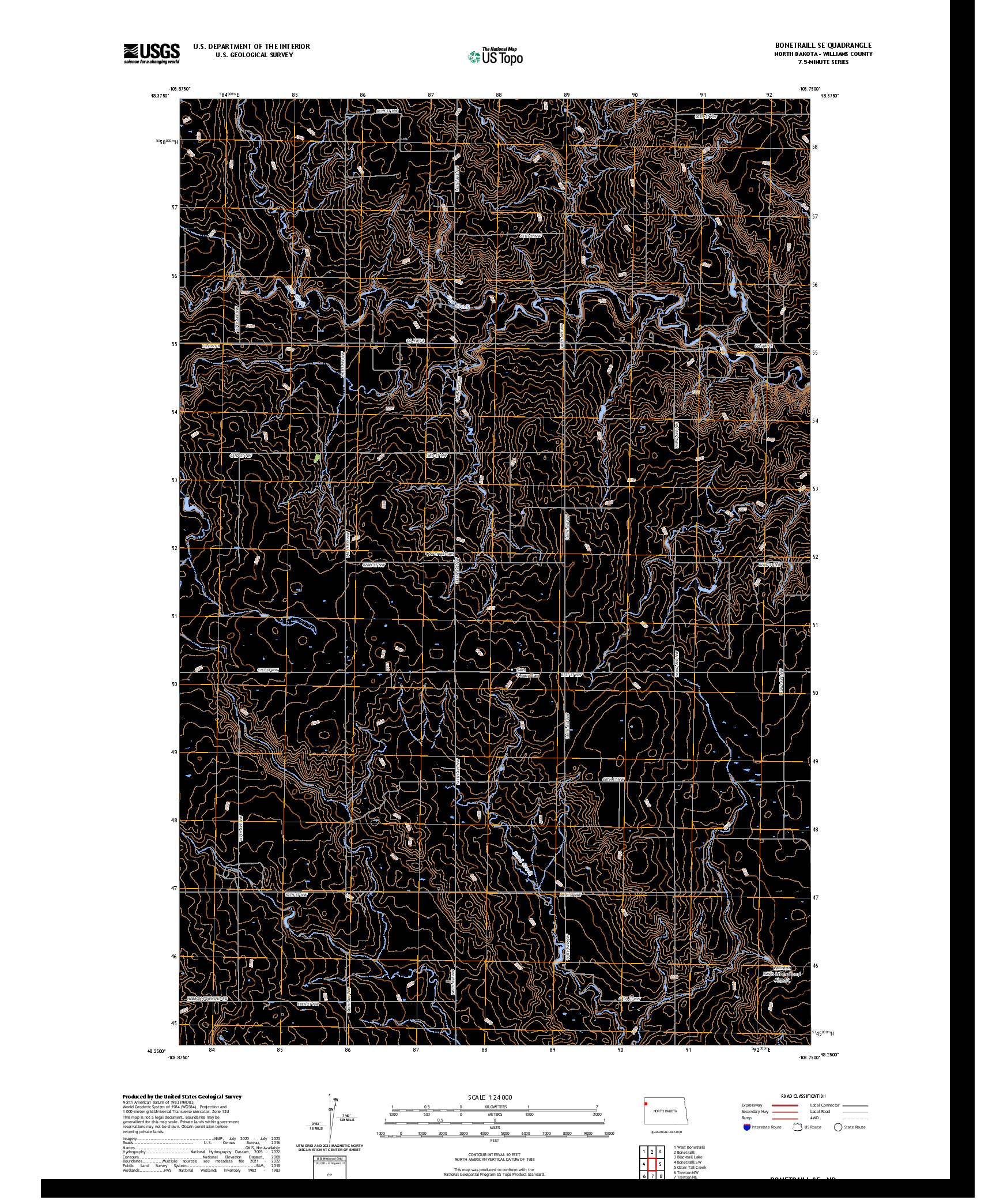 US TOPO 7.5-MINUTE MAP FOR BONETRAILL SE, ND