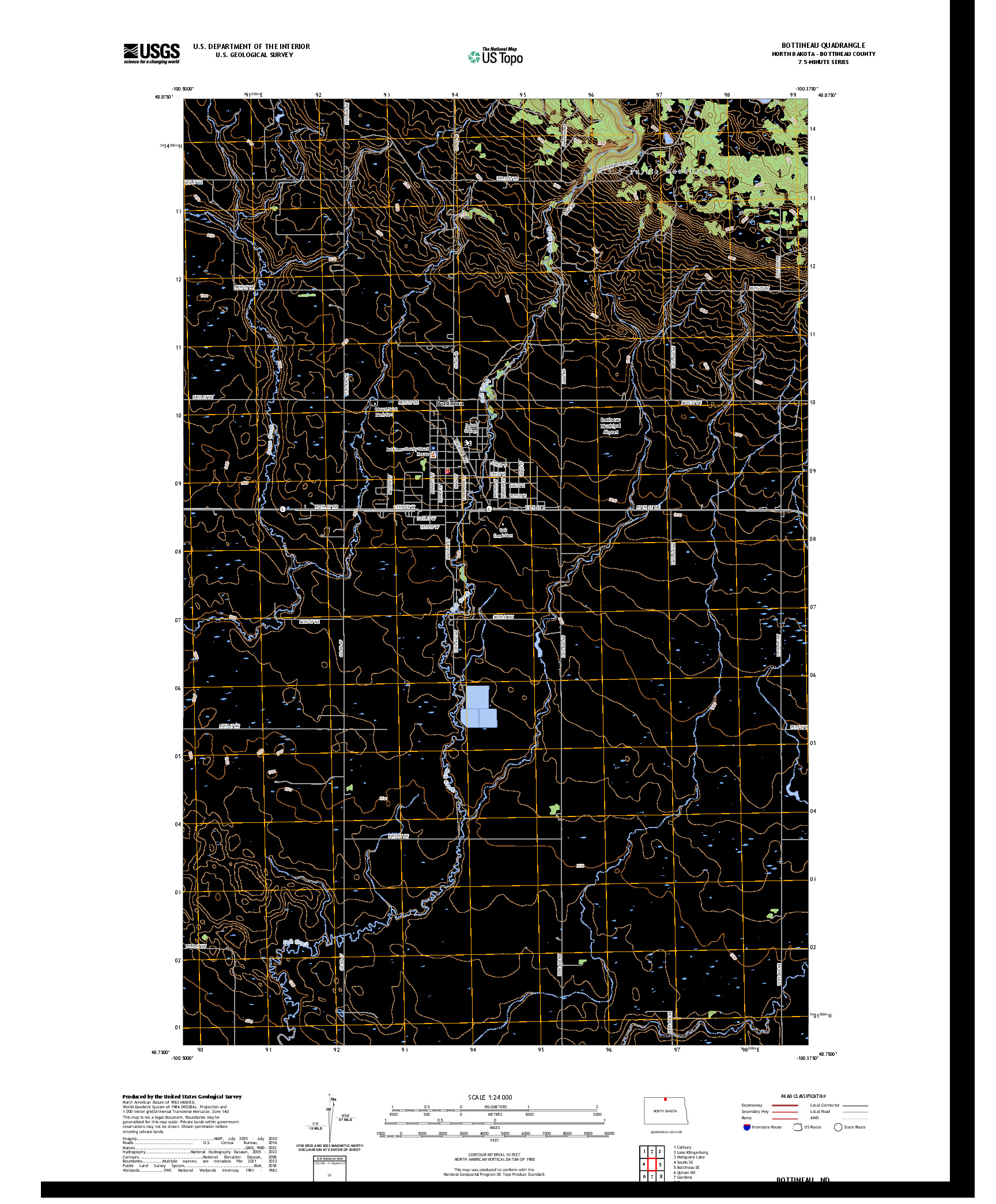 US TOPO 7.5-MINUTE MAP FOR BOTTINEAU, ND