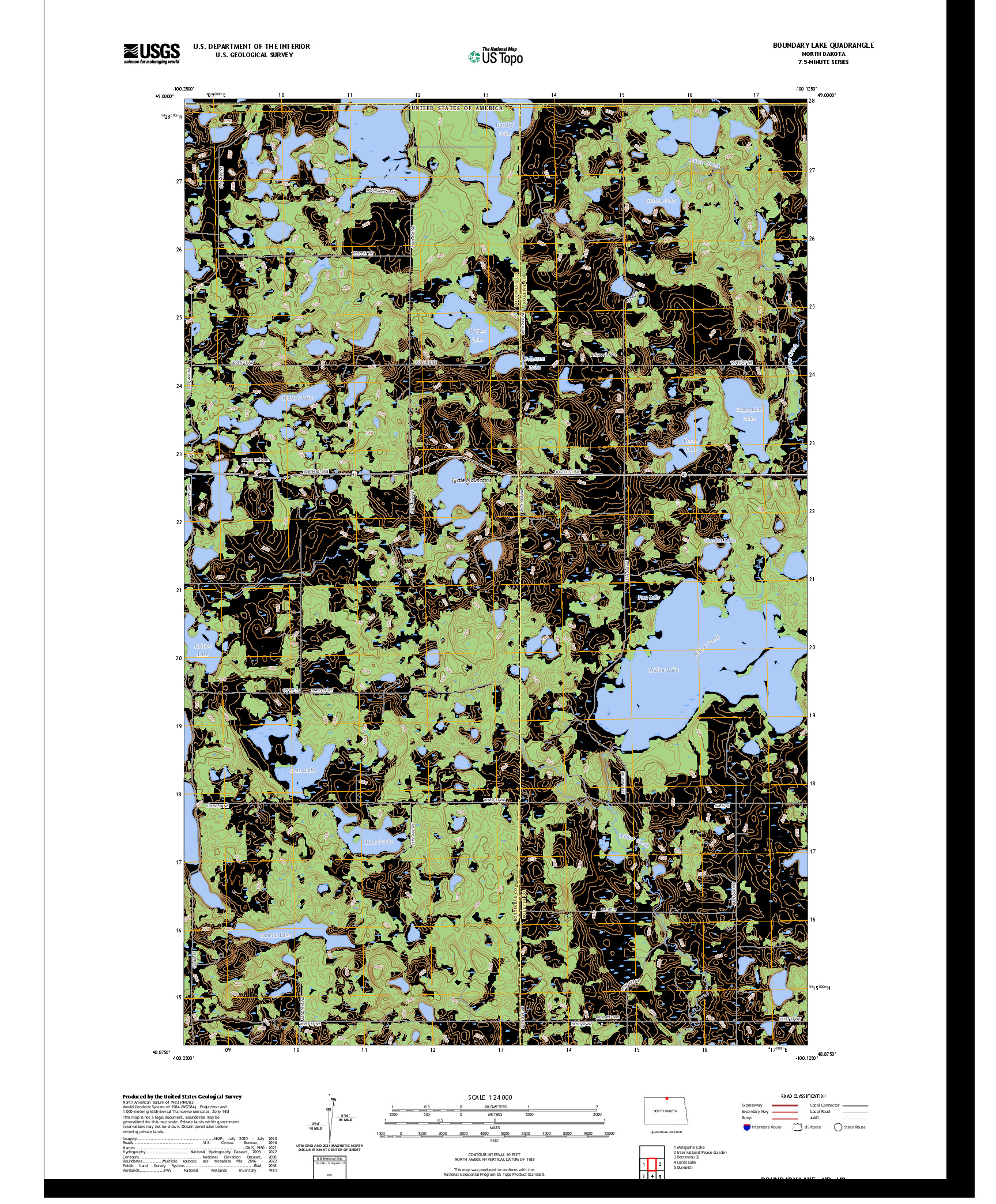 US TOPO 7.5-MINUTE MAP FOR BOUNDARY LAKE, ND,MB