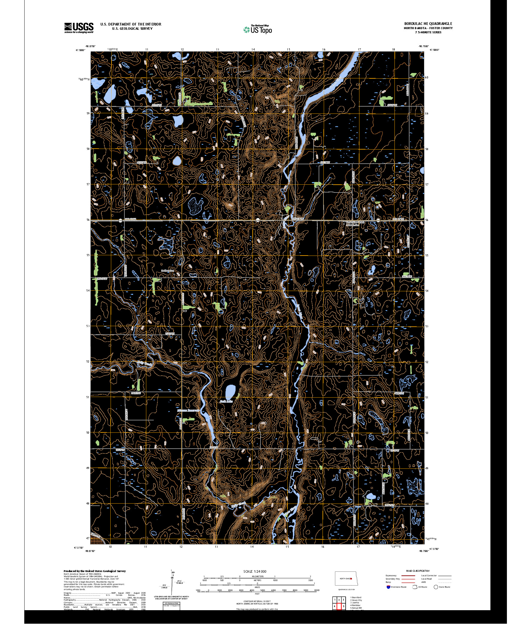 US TOPO 7.5-MINUTE MAP FOR BORDULAC NE, ND