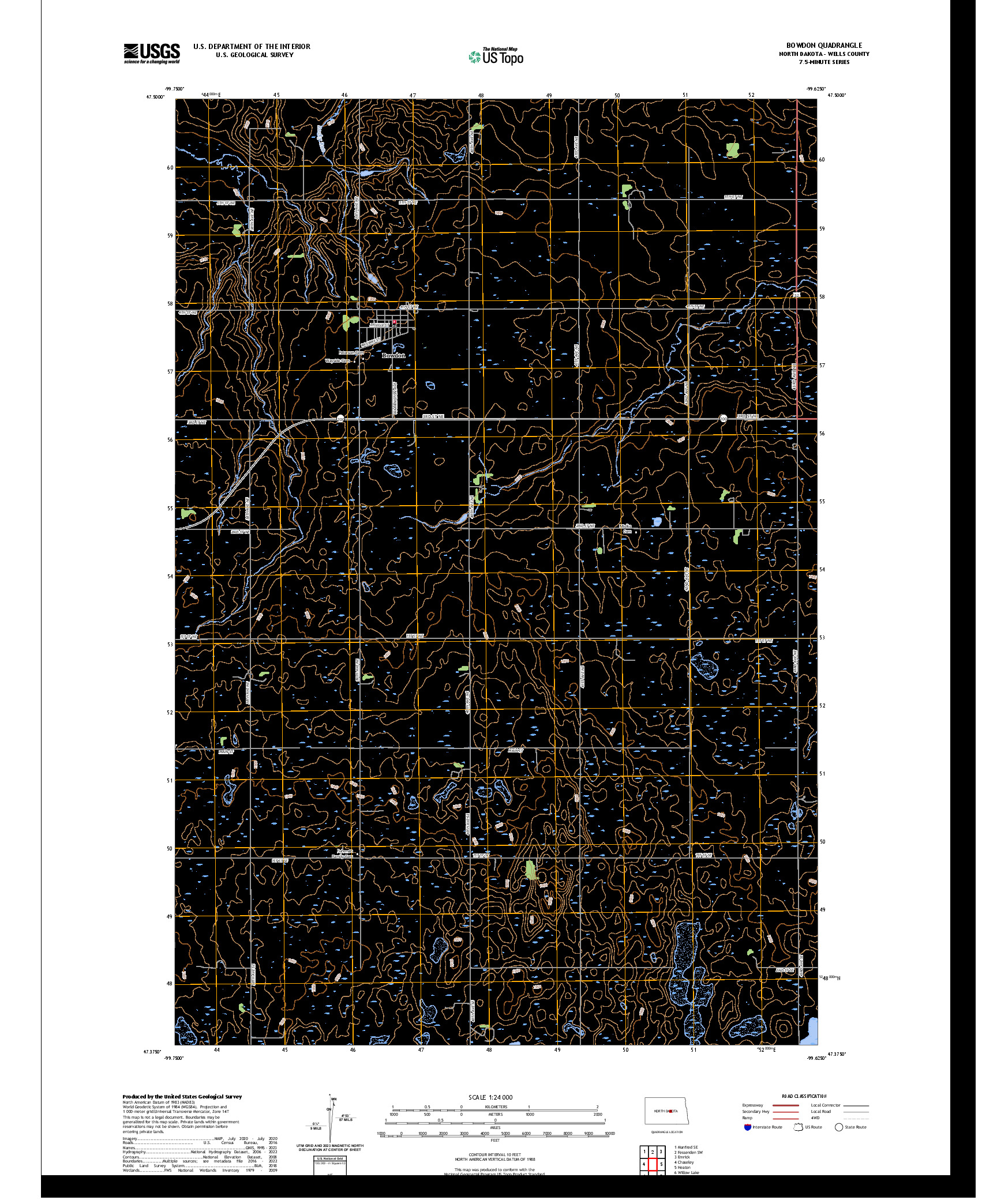 US TOPO 7.5-MINUTE MAP FOR BOWDON, ND