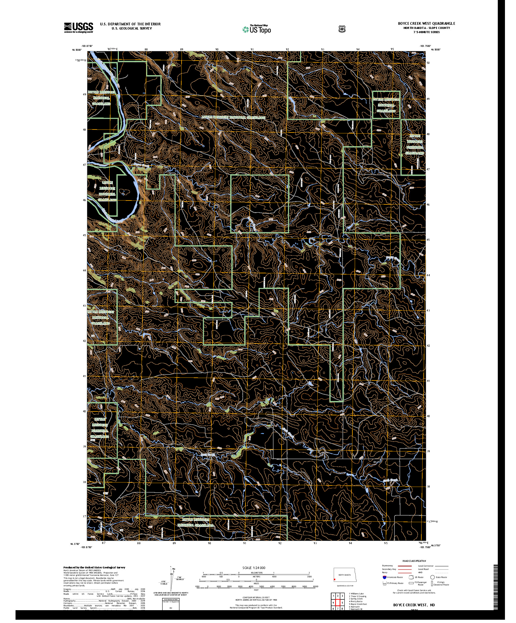US TOPO 7.5-MINUTE MAP FOR BOYCE CREEK WEST, ND