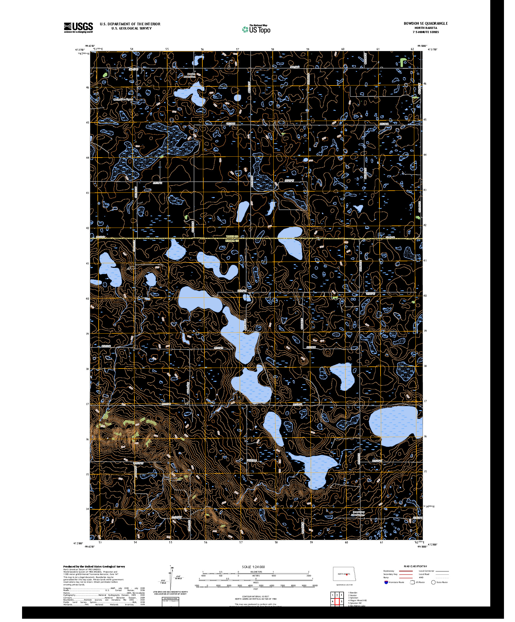 US TOPO 7.5-MINUTE MAP FOR BOWDON SE, ND
