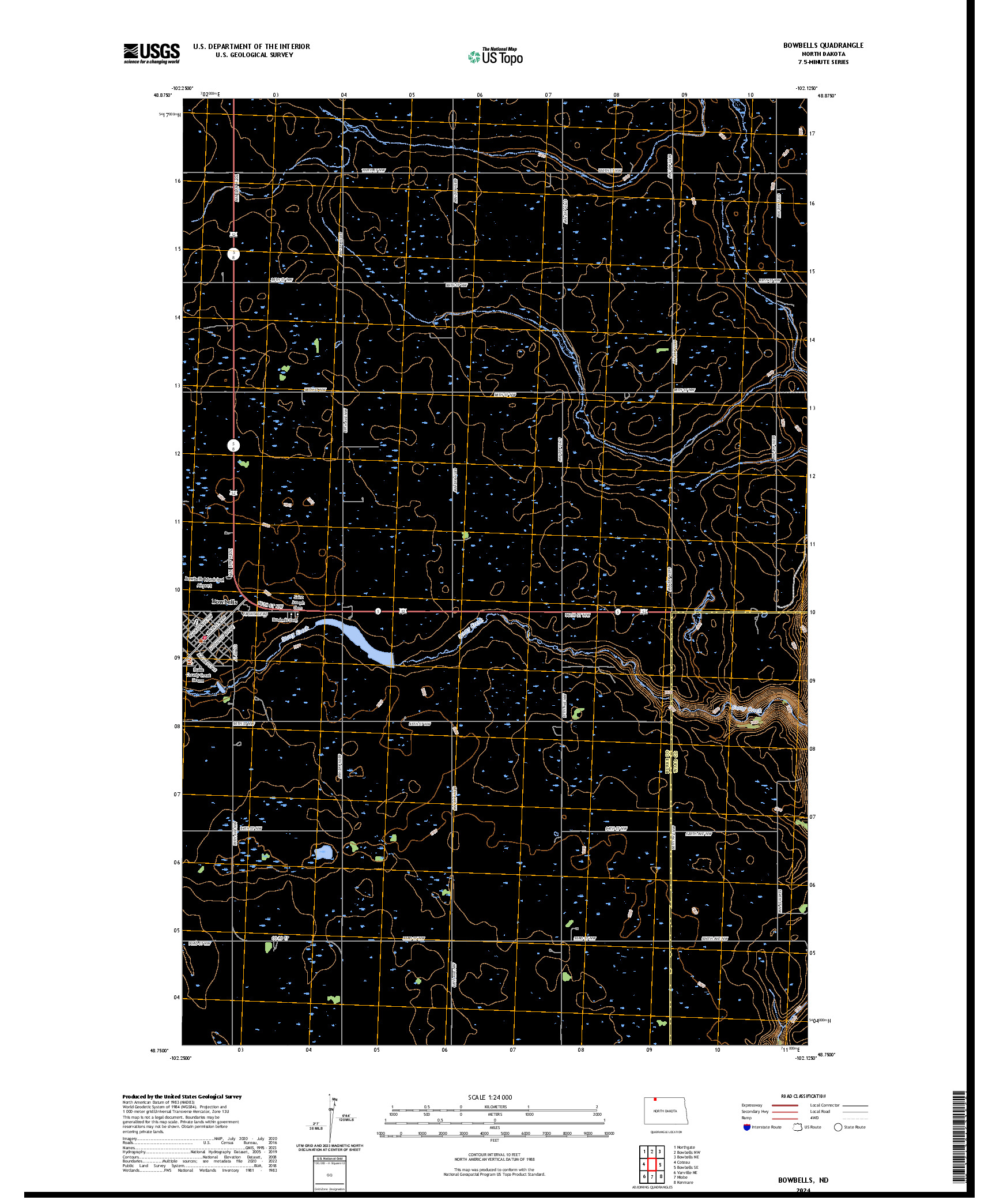 US TOPO 7.5-MINUTE MAP FOR BOWBELLS, ND