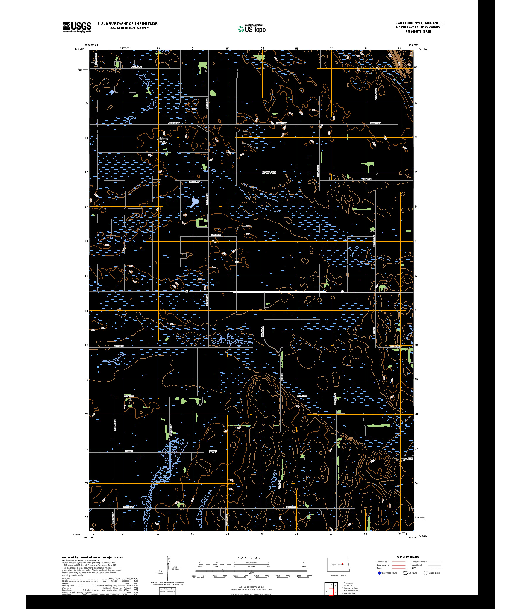 US TOPO 7.5-MINUTE MAP FOR BRANTFORD NW, ND
