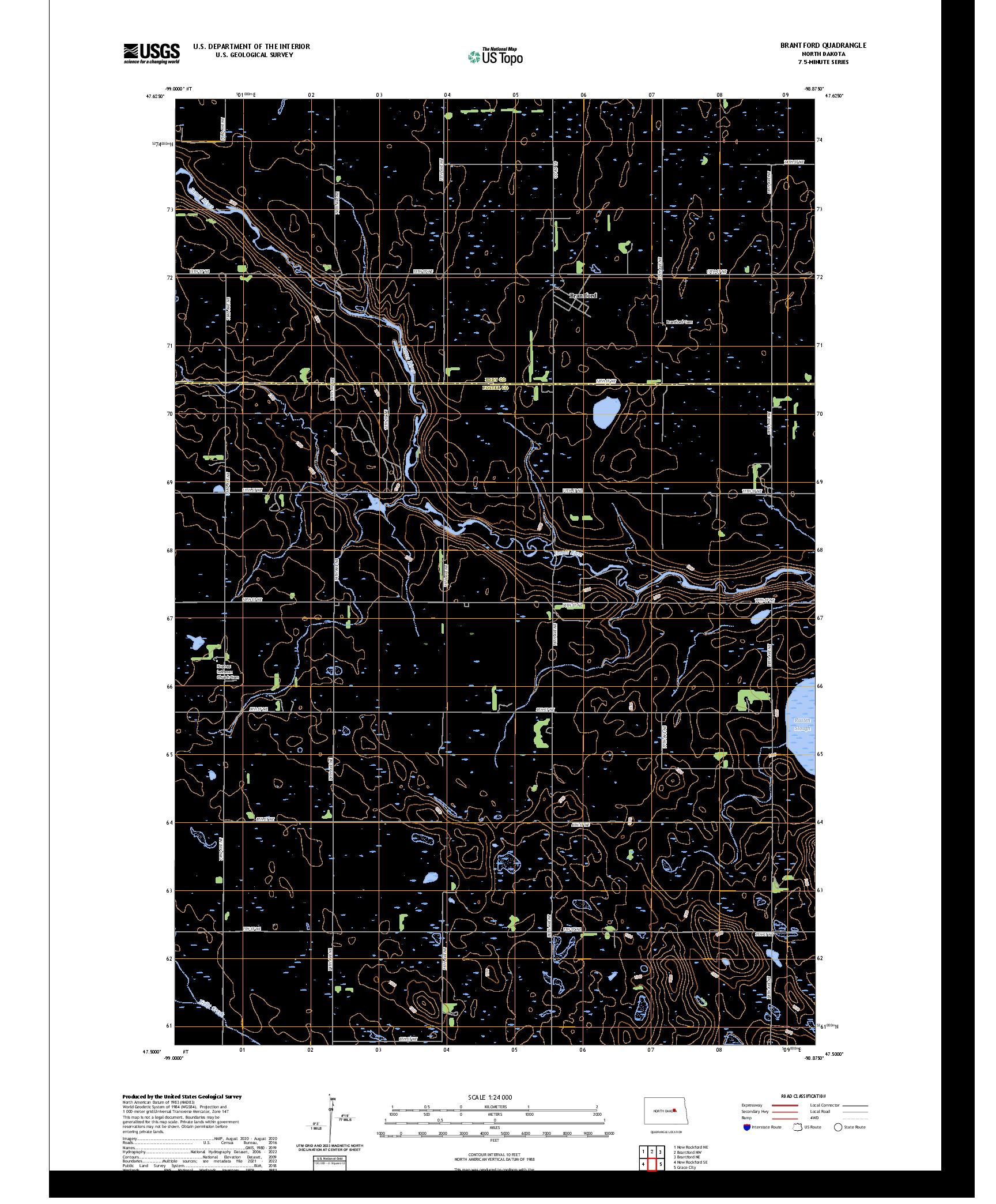 US TOPO 7.5-MINUTE MAP FOR BRANTFORD, ND