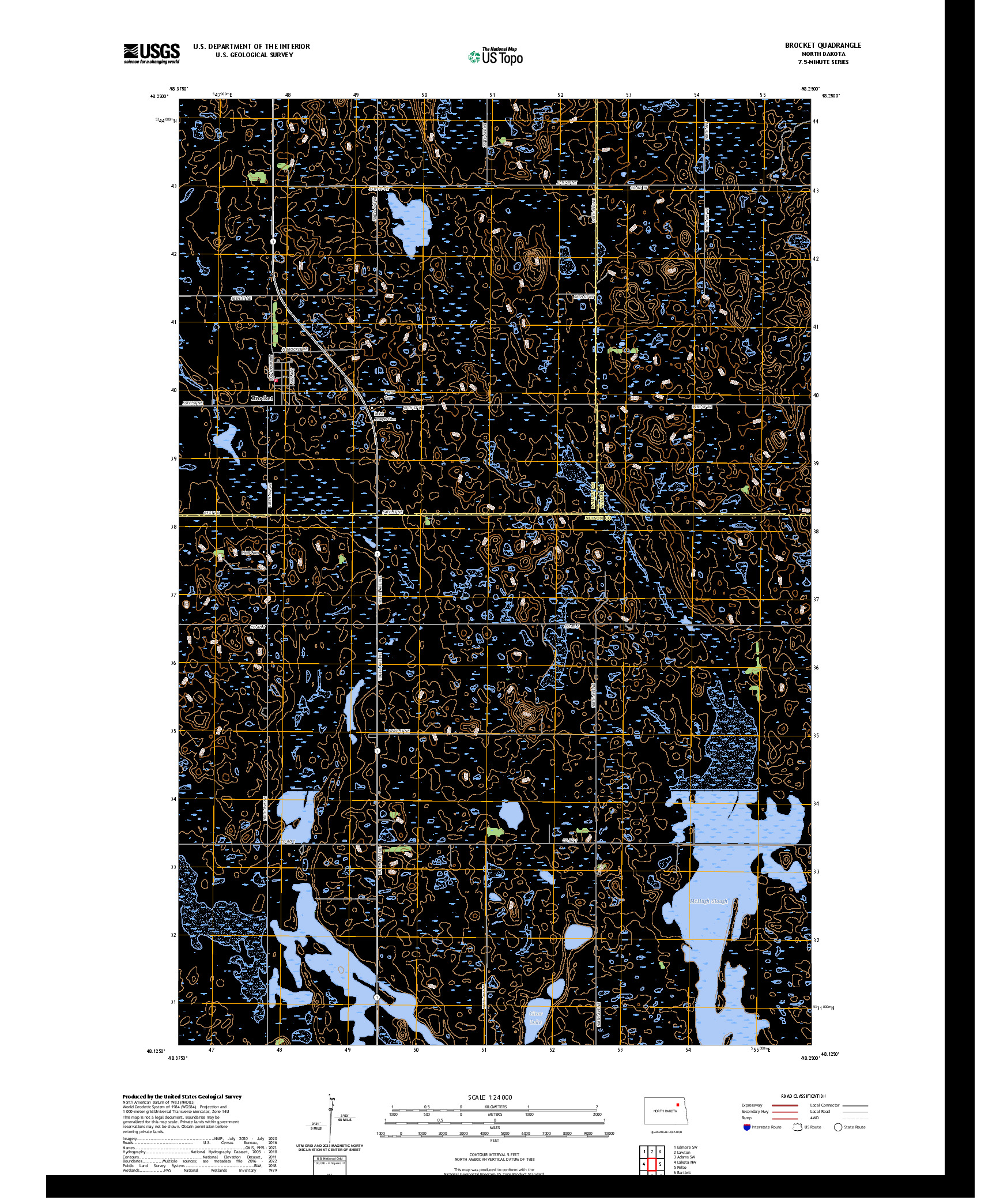 US TOPO 7.5-MINUTE MAP FOR BROCKET, ND