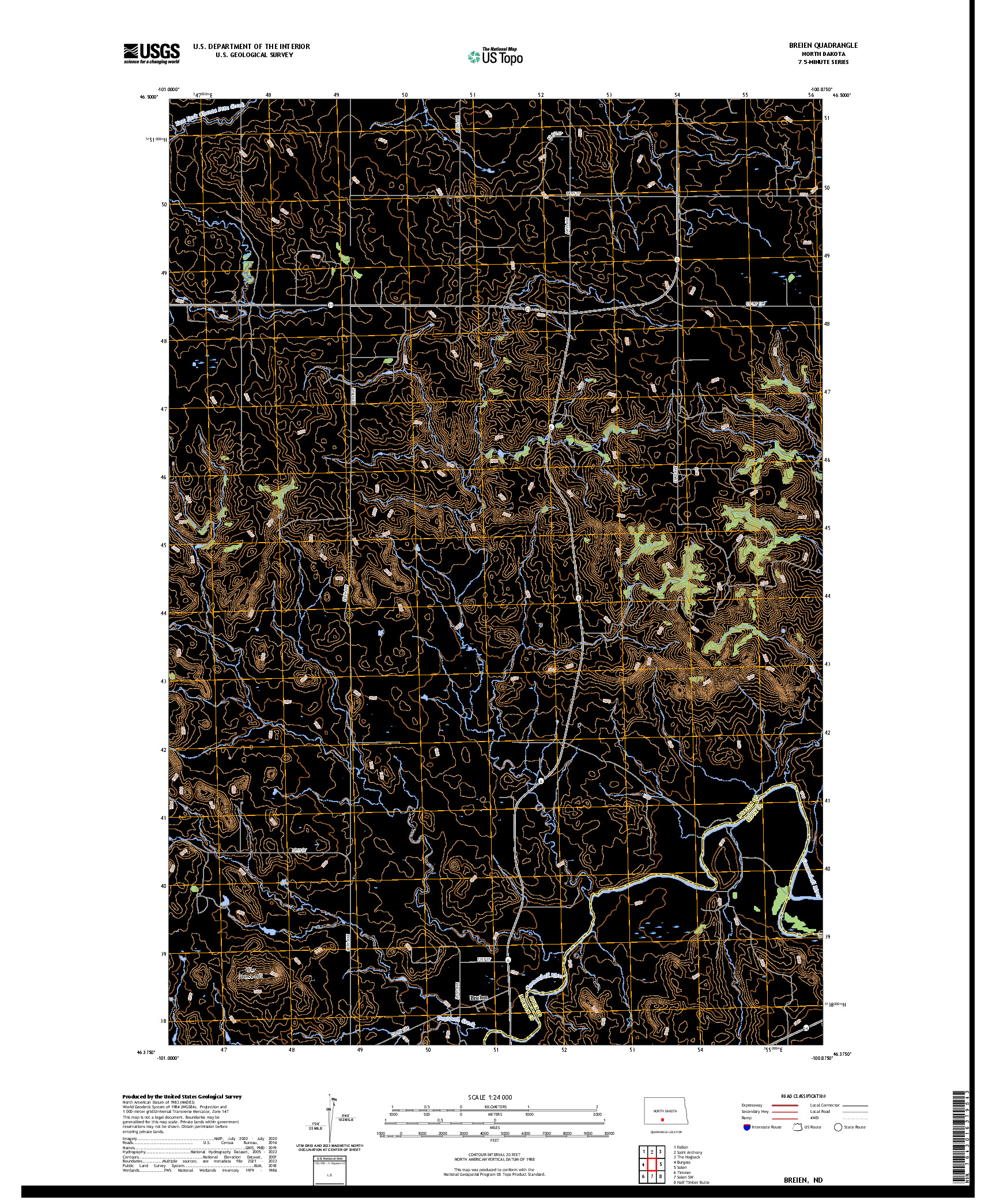 US TOPO 7.5-MINUTE MAP FOR BREIEN, ND