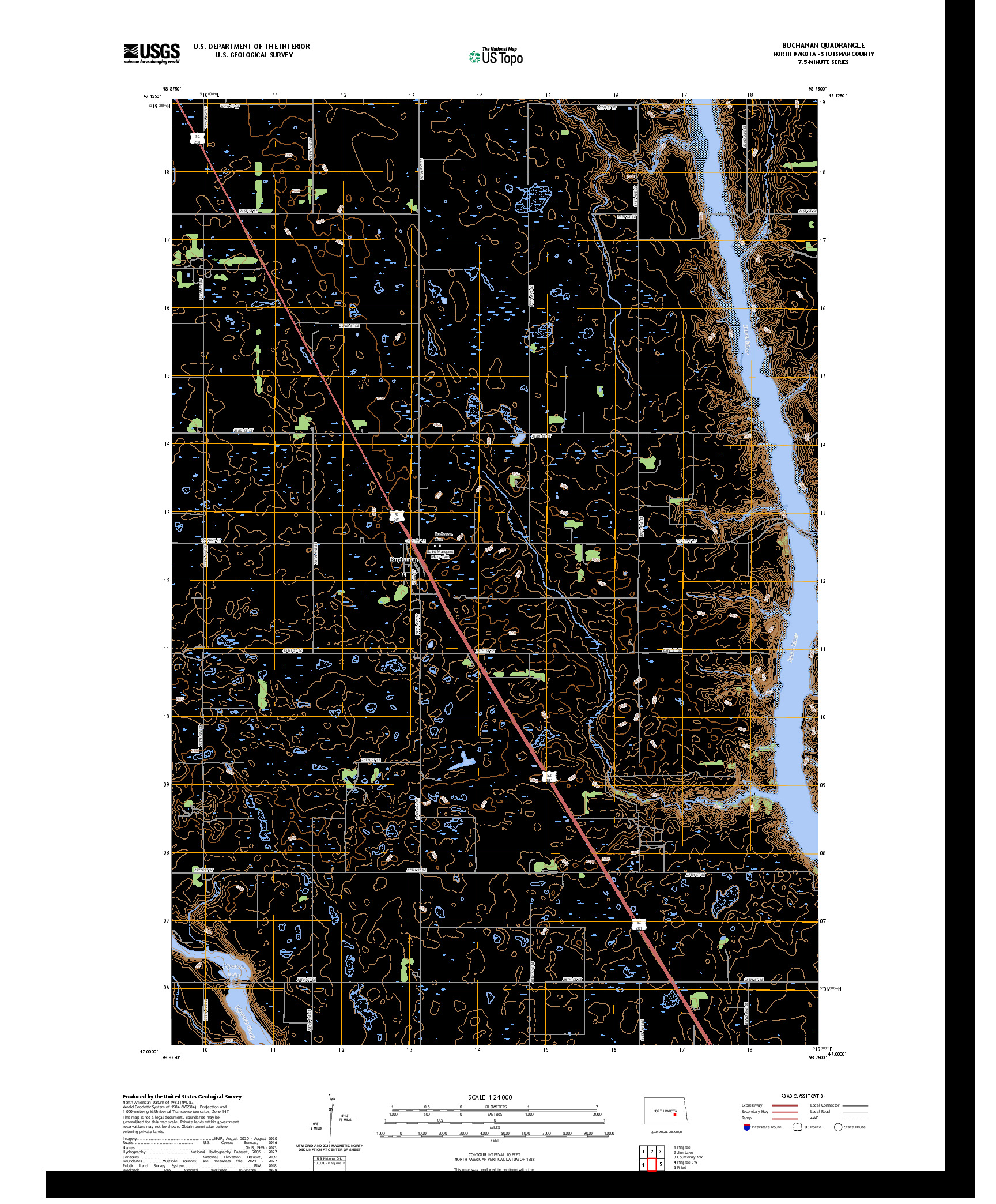US TOPO 7.5-MINUTE MAP FOR BUCHANAN, ND