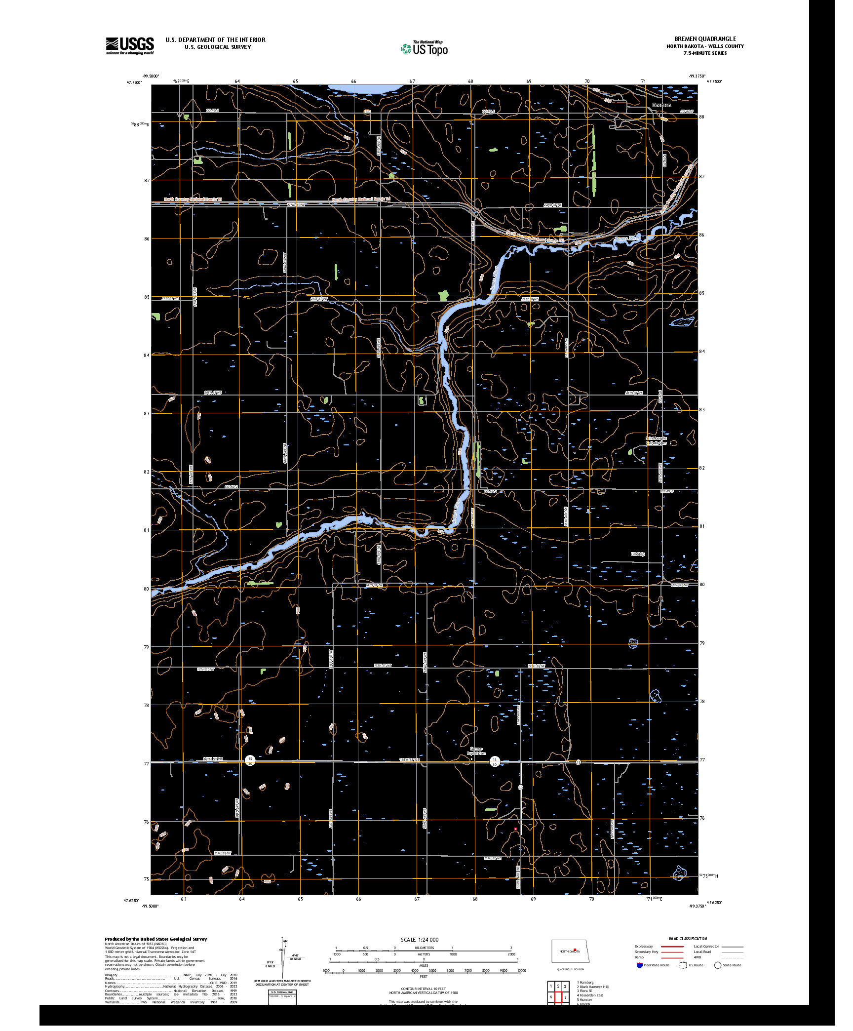 US TOPO 7.5-MINUTE MAP FOR BREMEN, ND