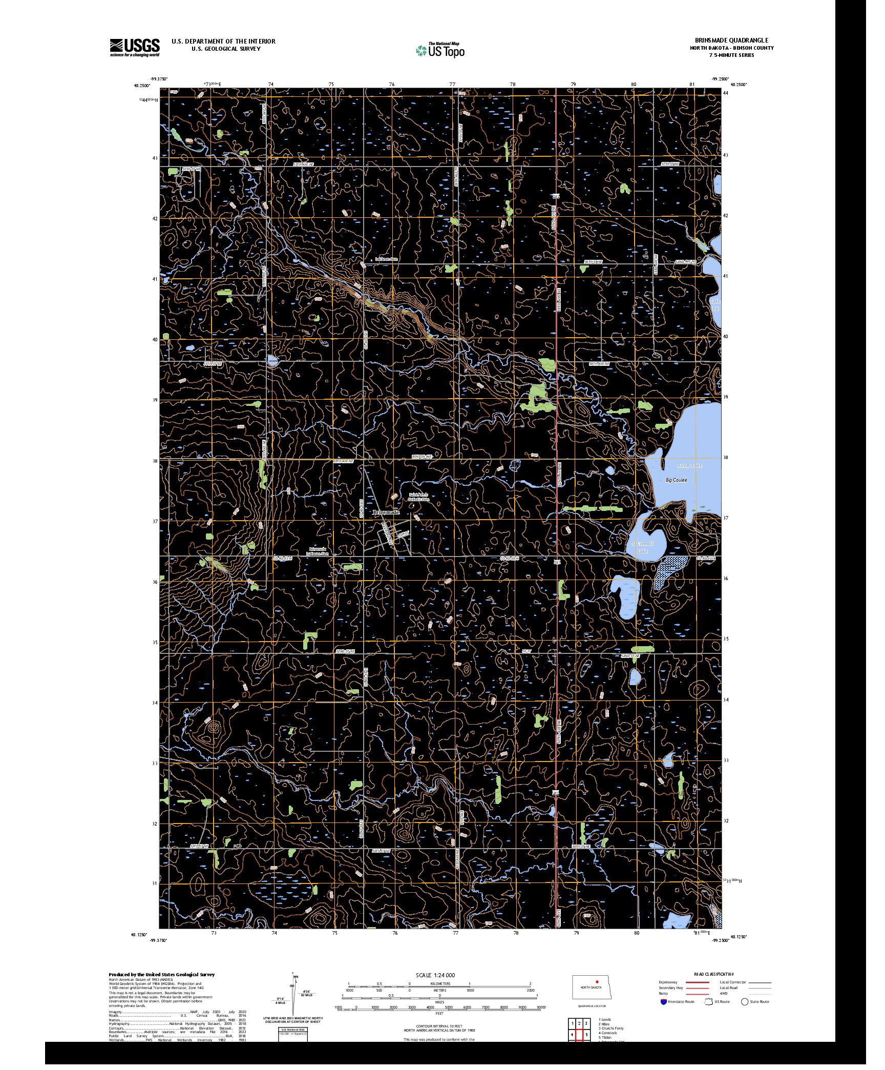 US TOPO 7.5-MINUTE MAP FOR BRINSMADE, ND