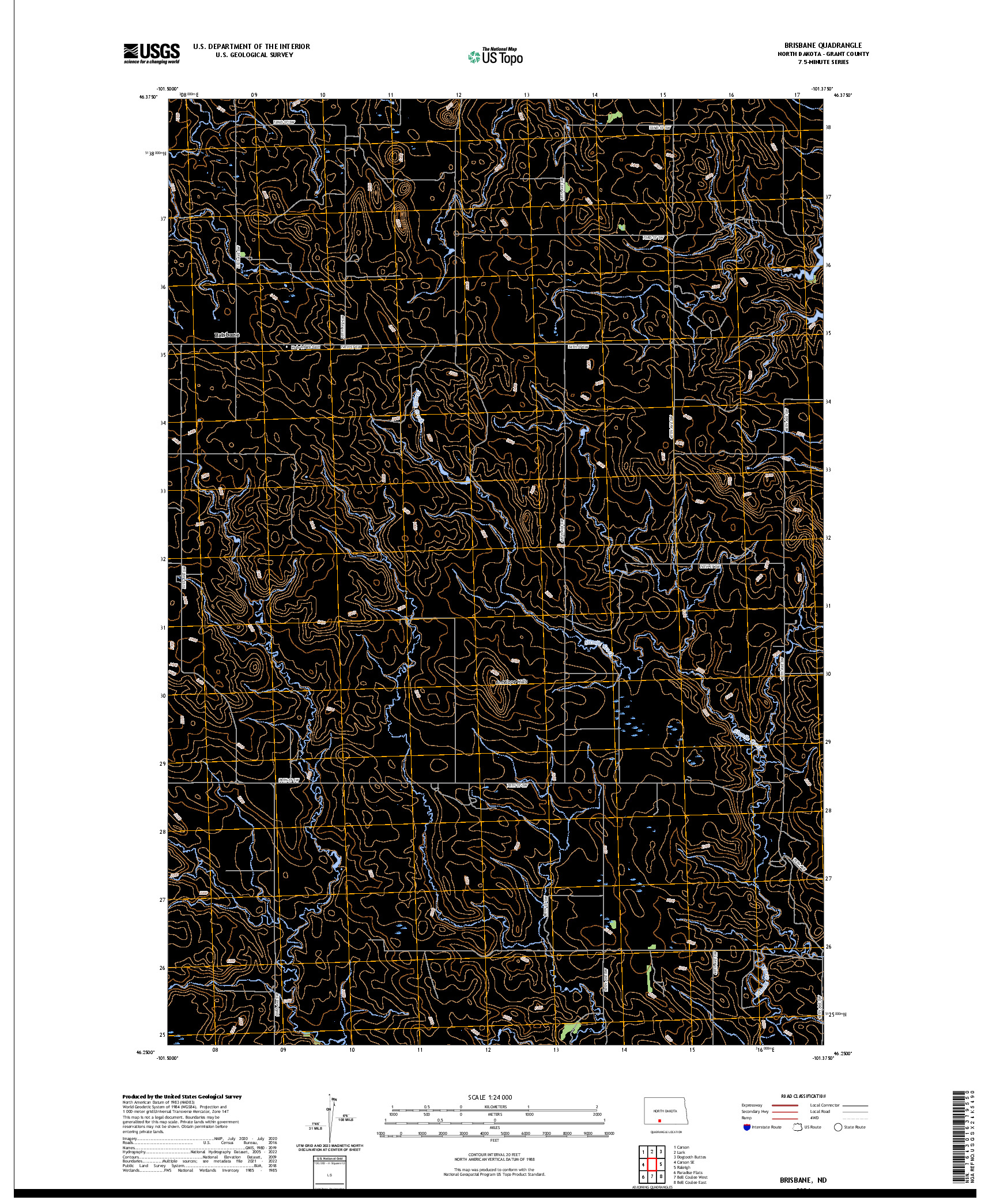 US TOPO 7.5-MINUTE MAP FOR BRISBANE, ND