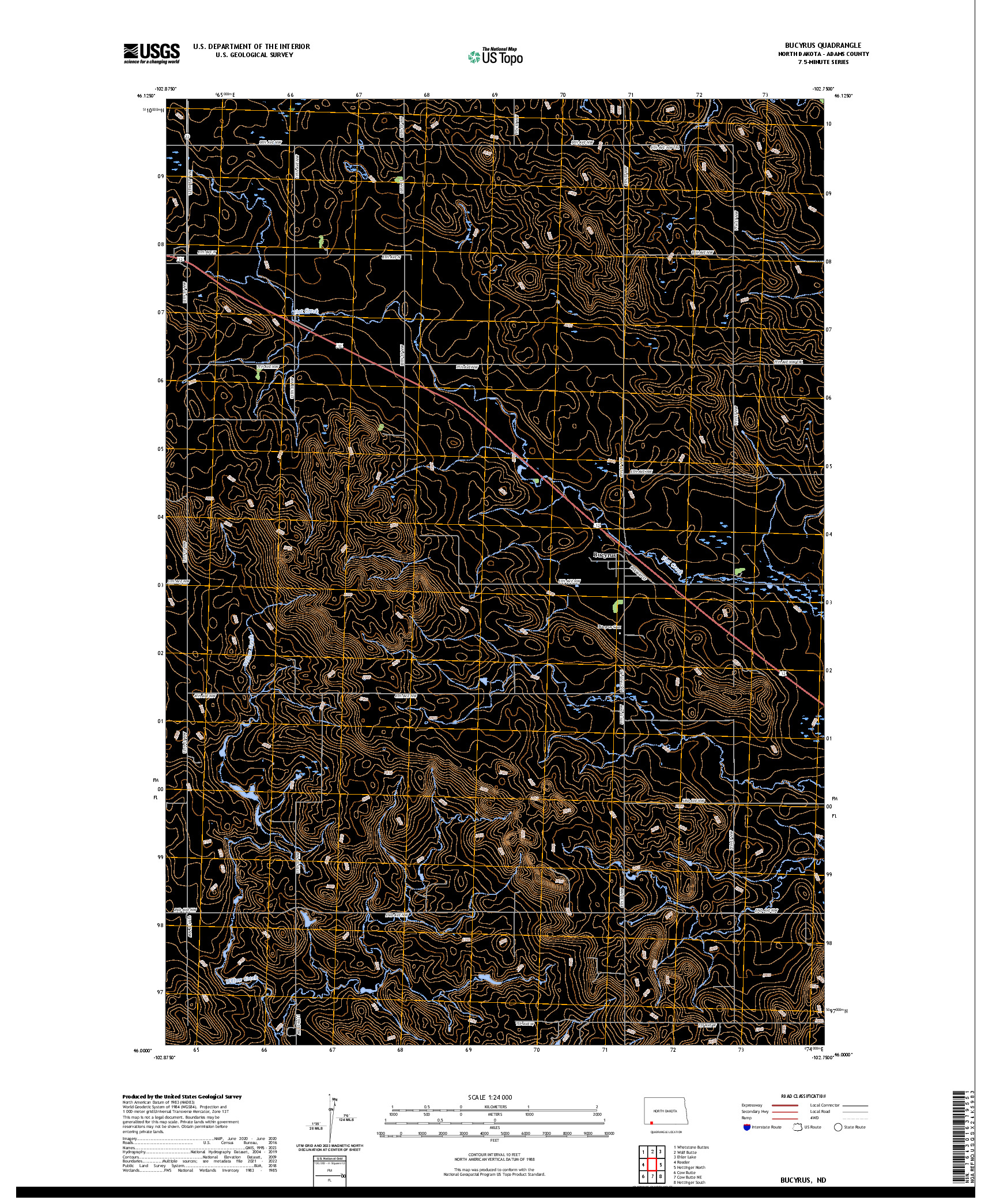 US TOPO 7.5-MINUTE MAP FOR BUCYRUS, ND