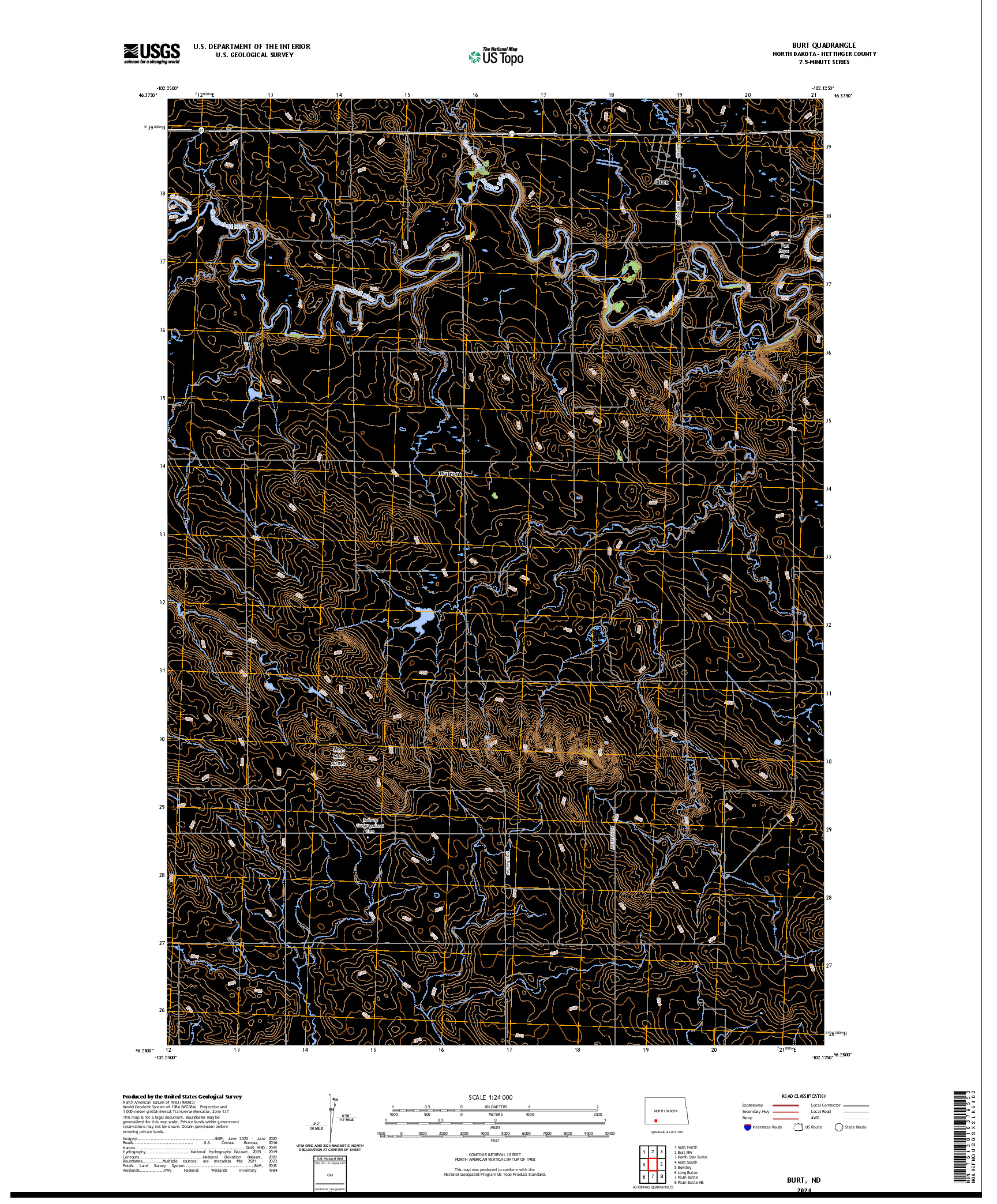 US TOPO 7.5-MINUTE MAP FOR BURT, ND