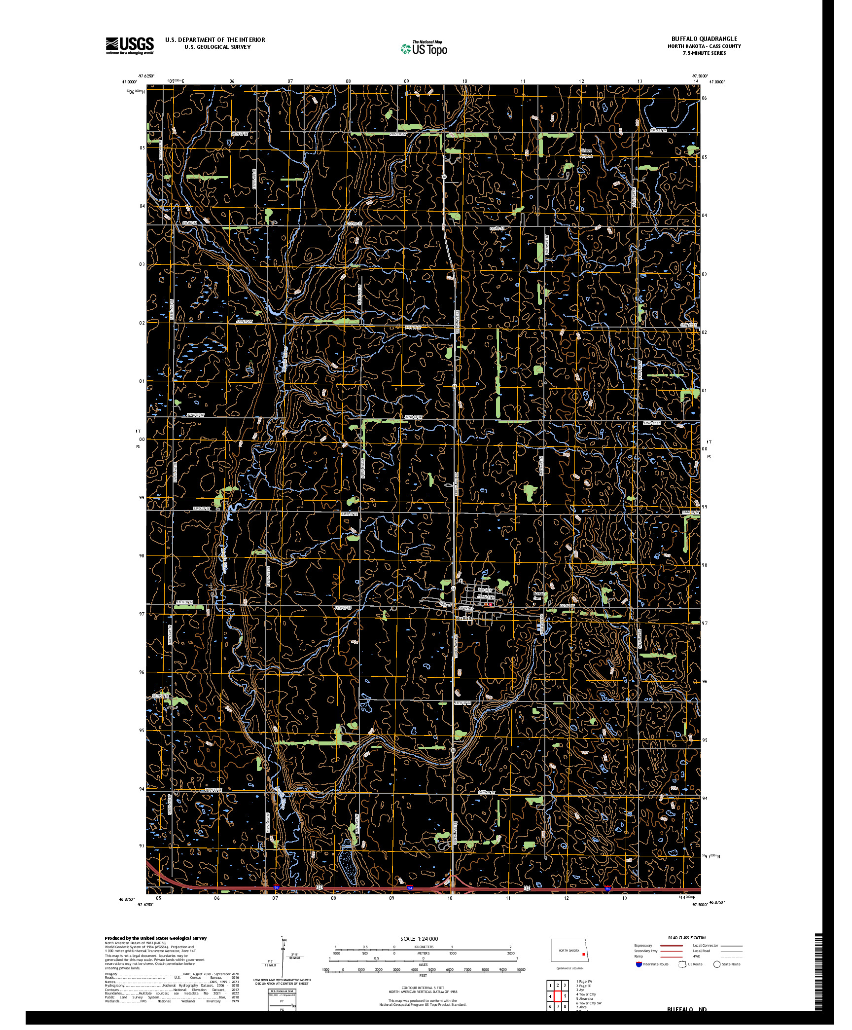 US TOPO 7.5-MINUTE MAP FOR BUFFALO, ND