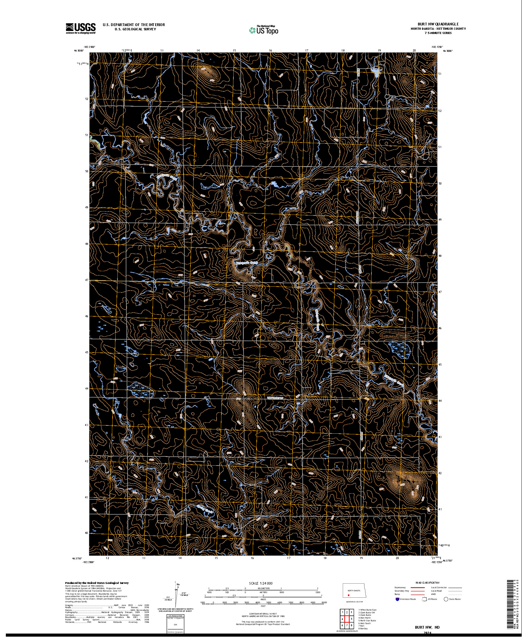 US TOPO 7.5-MINUTE MAP FOR BURT NW, ND