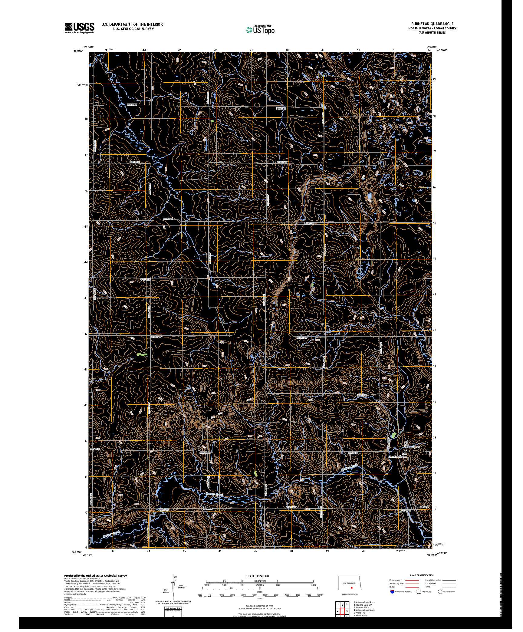 US TOPO 7.5-MINUTE MAP FOR BURNSTAD, ND