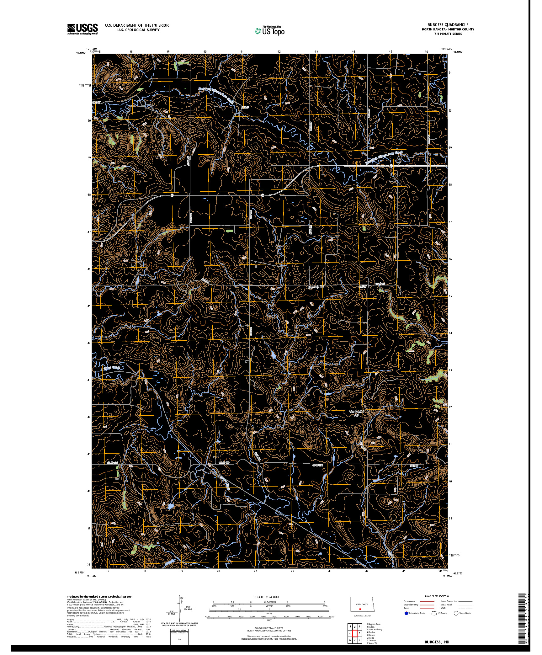 US TOPO 7.5-MINUTE MAP FOR BURGESS, ND
