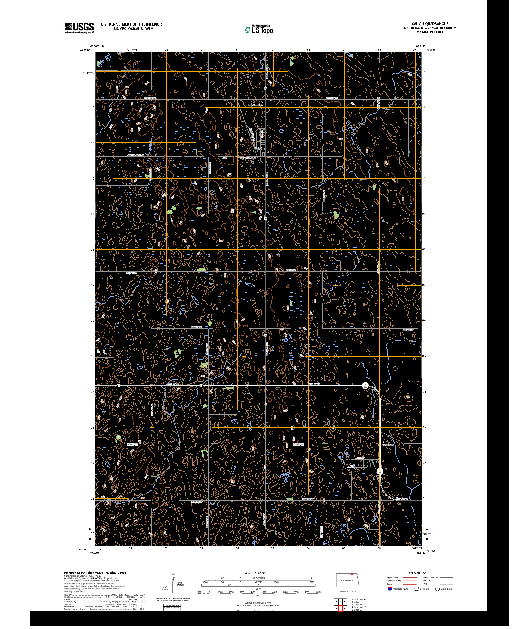 US TOPO 7.5-MINUTE MAP FOR CALVIN, ND