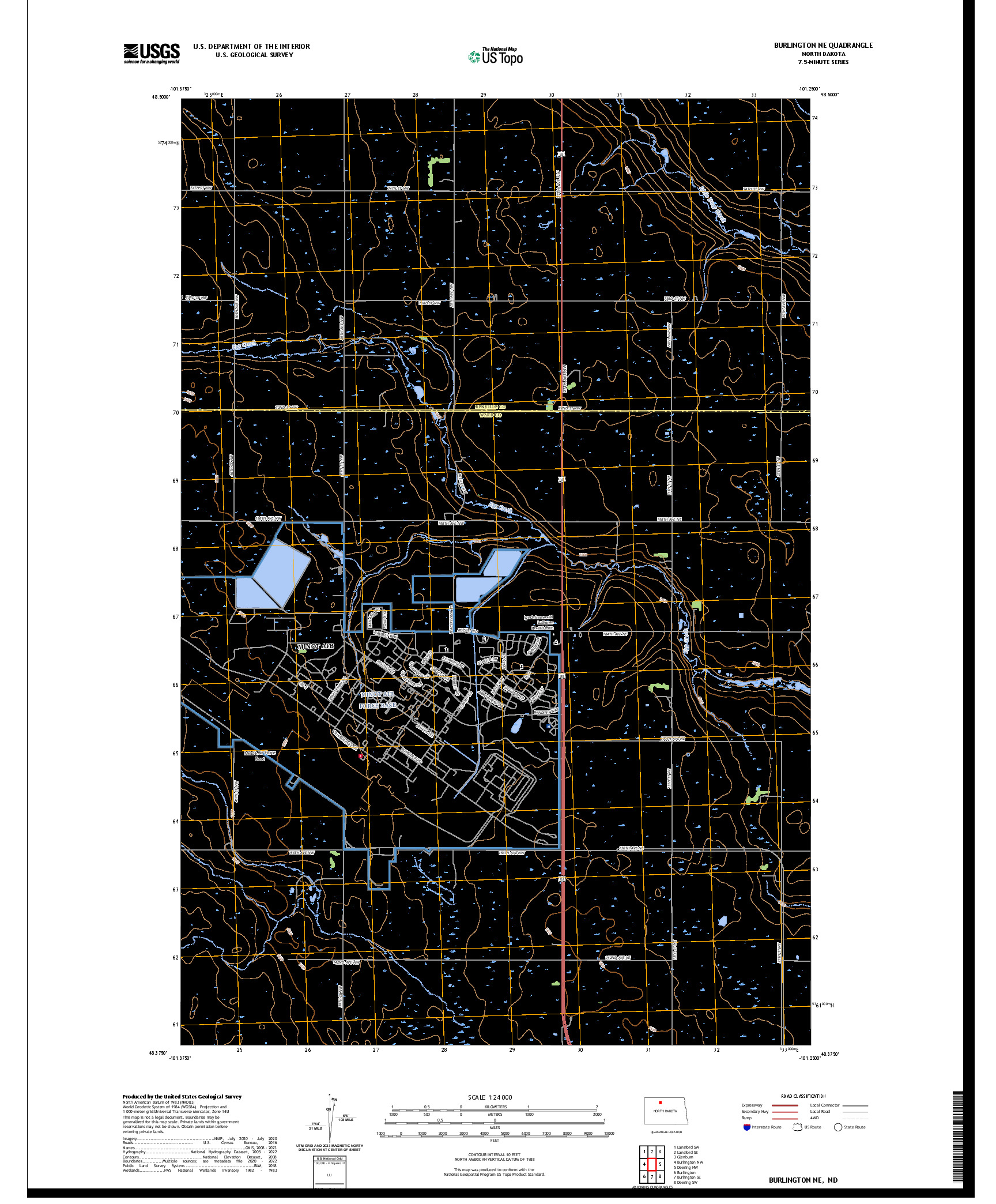 US TOPO 7.5-MINUTE MAP FOR BURLINGTON NE, ND