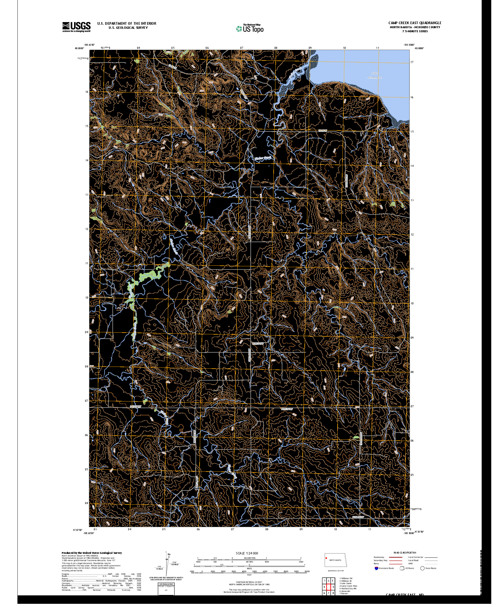 US TOPO 7.5-MINUTE MAP FOR CAMP CREEK EAST, ND