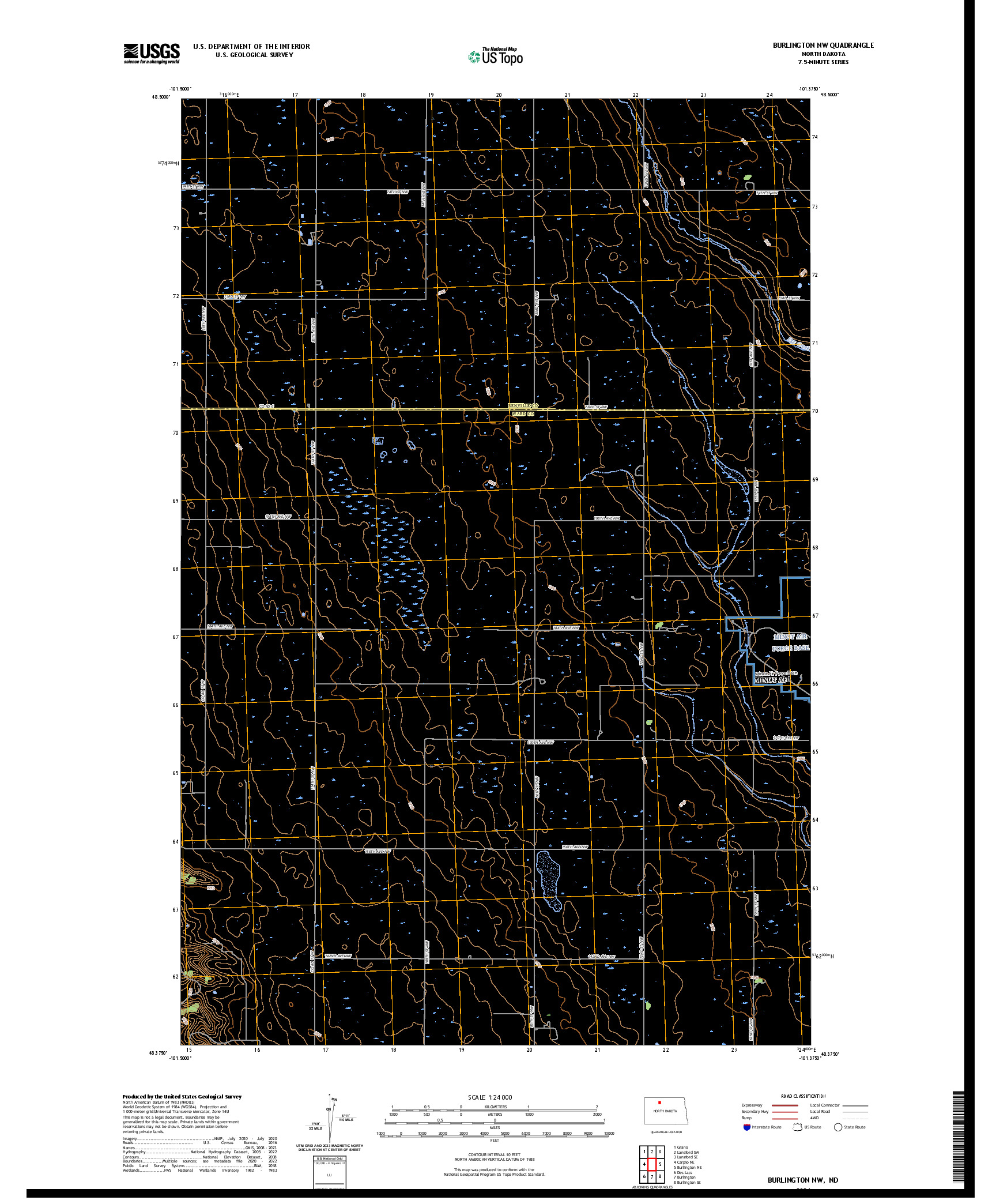US TOPO 7.5-MINUTE MAP FOR BURLINGTON NW, ND