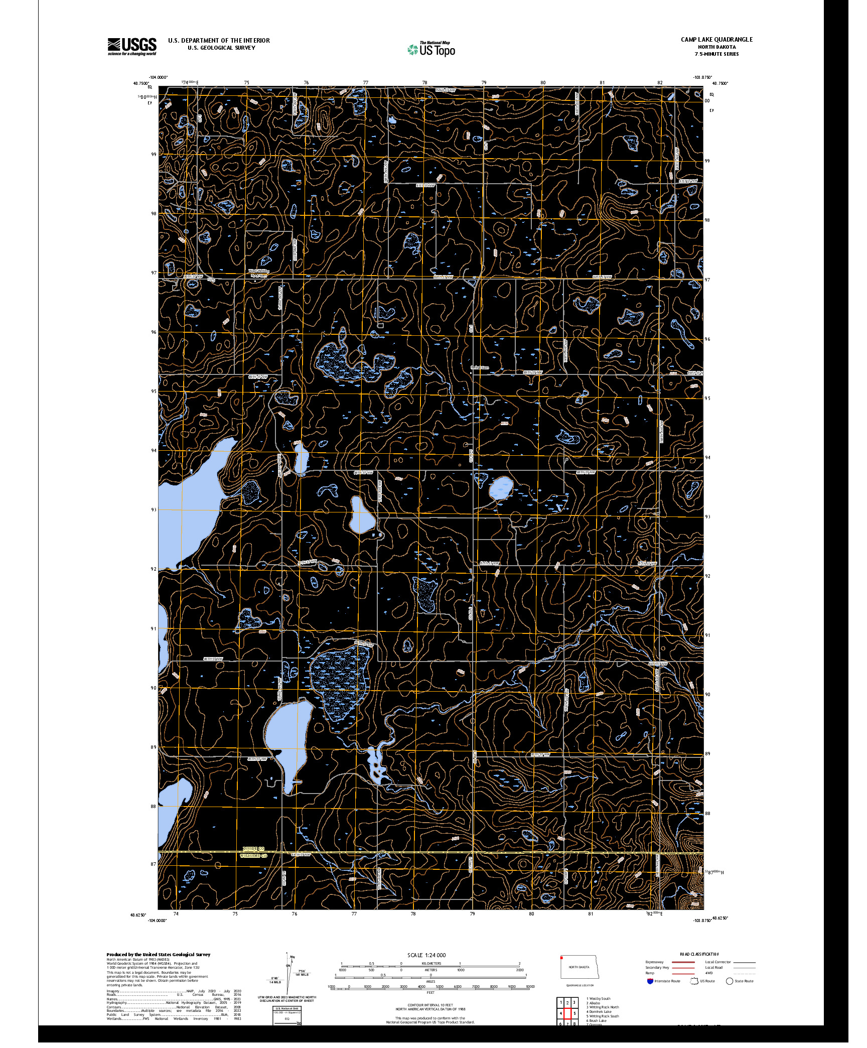 US TOPO 7.5-MINUTE MAP FOR CAMP LAKE, ND