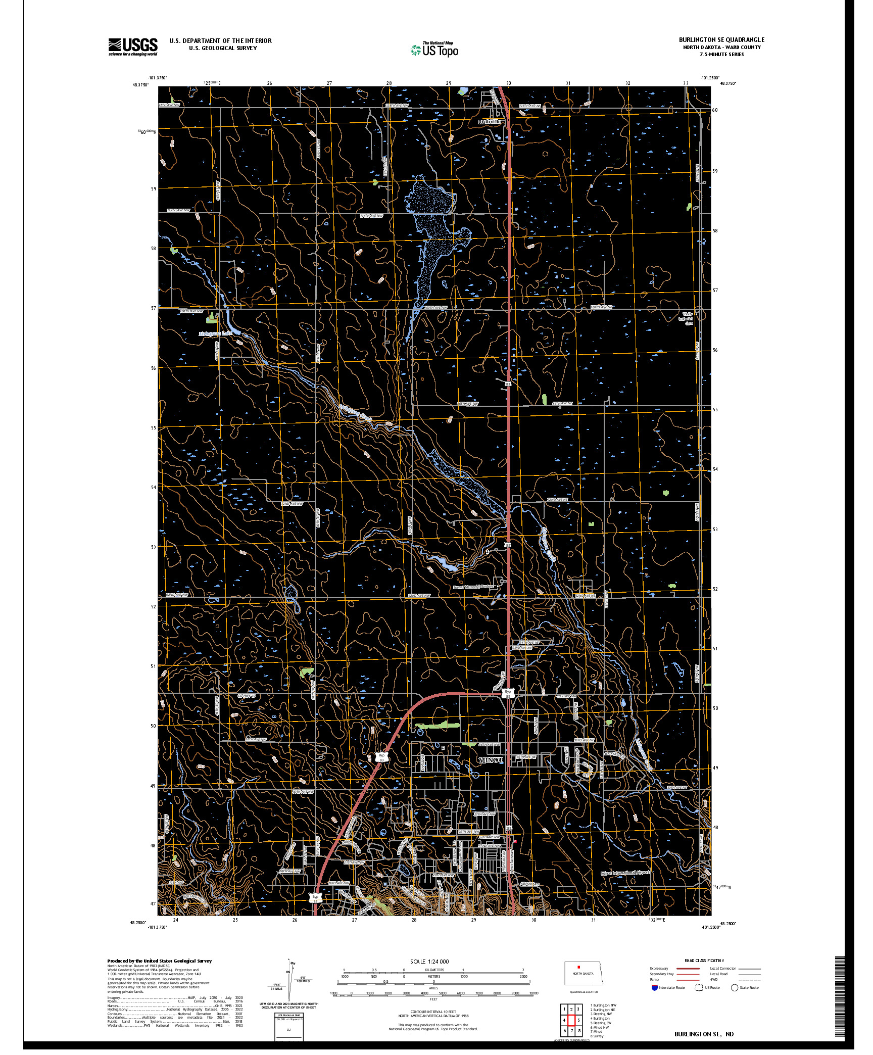 US TOPO 7.5-MINUTE MAP FOR BURLINGTON SE, ND