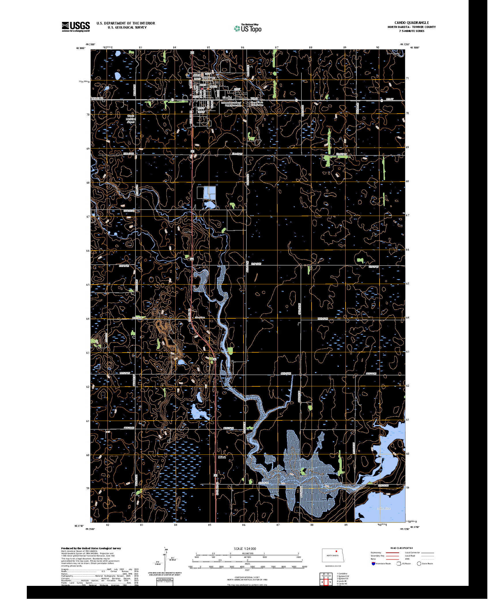 US TOPO 7.5-MINUTE MAP FOR CANDO, ND