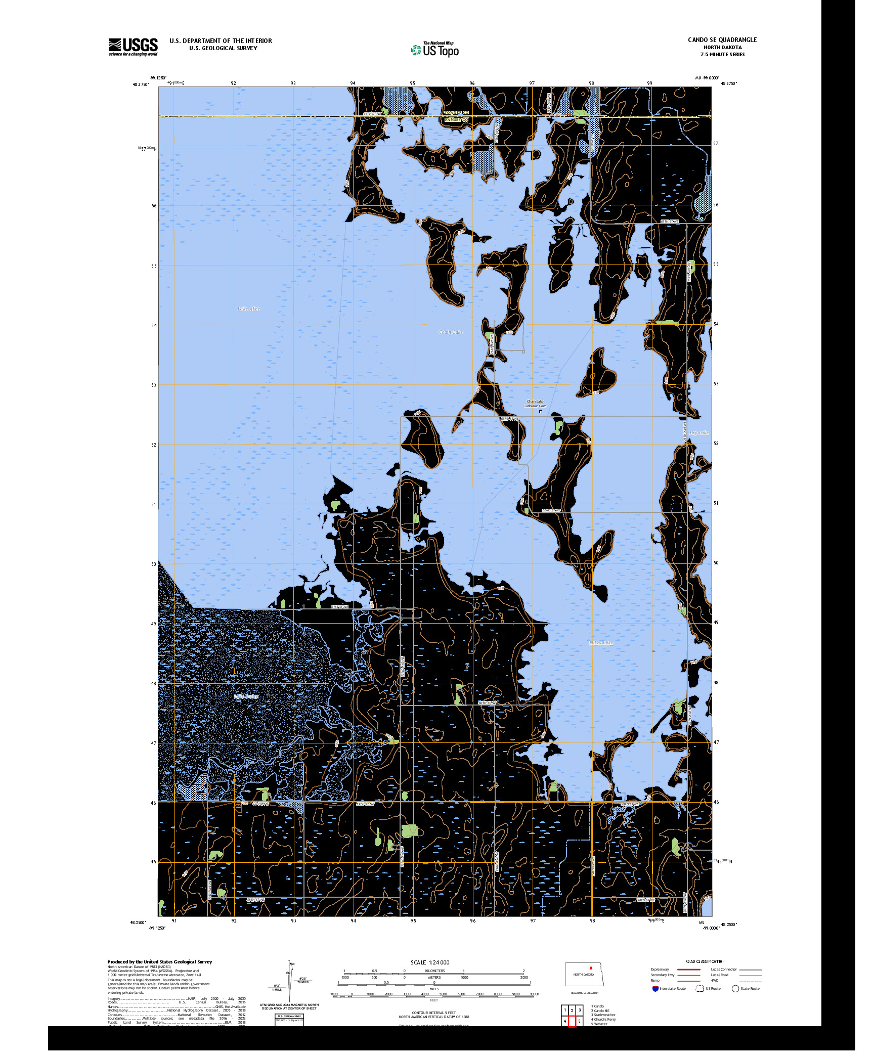 US TOPO 7.5-MINUTE MAP FOR CANDO SE, ND
