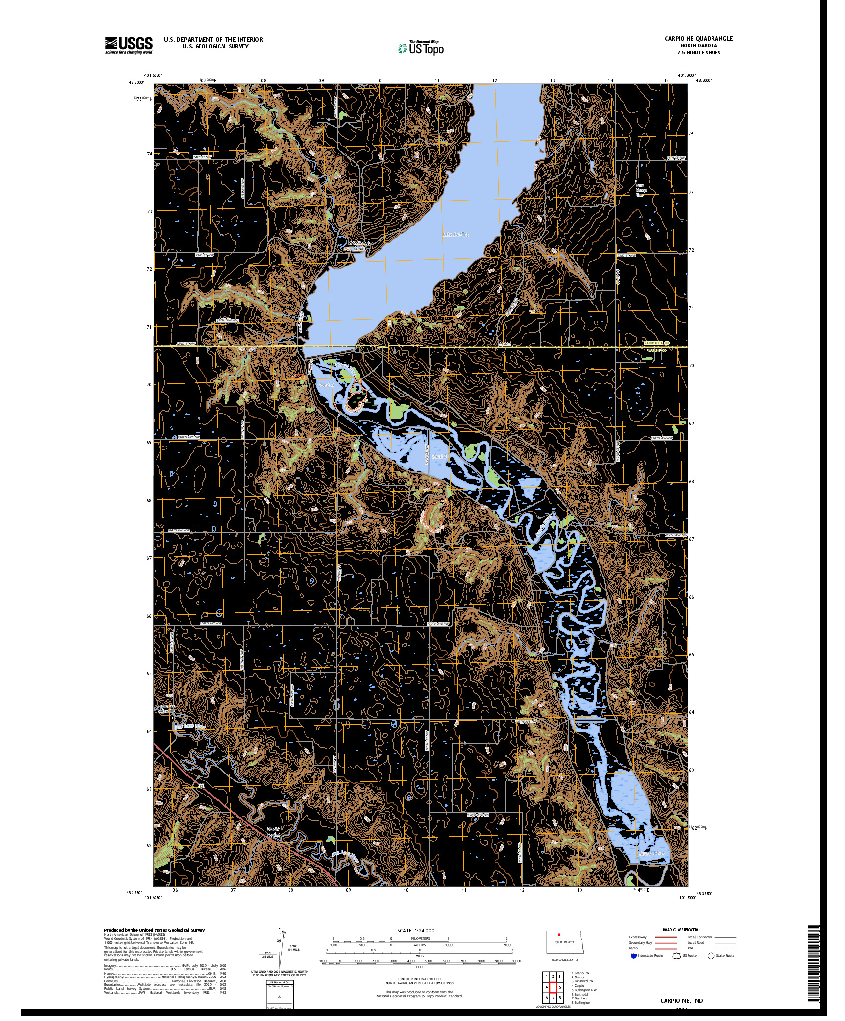US TOPO 7.5-MINUTE MAP FOR CARPIO NE, ND
