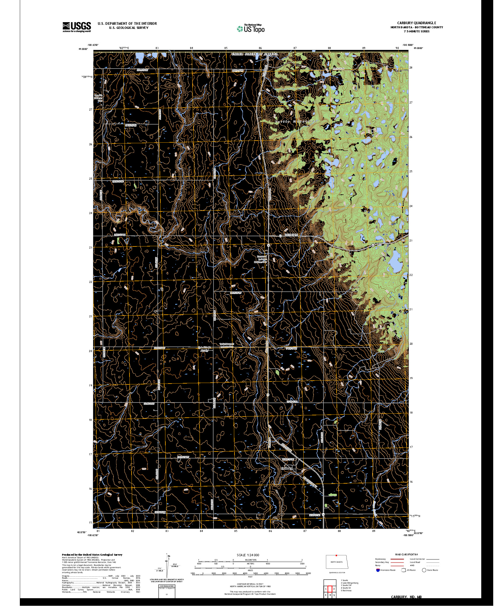 US TOPO 7.5-MINUTE MAP FOR CARBURY, ND,MB