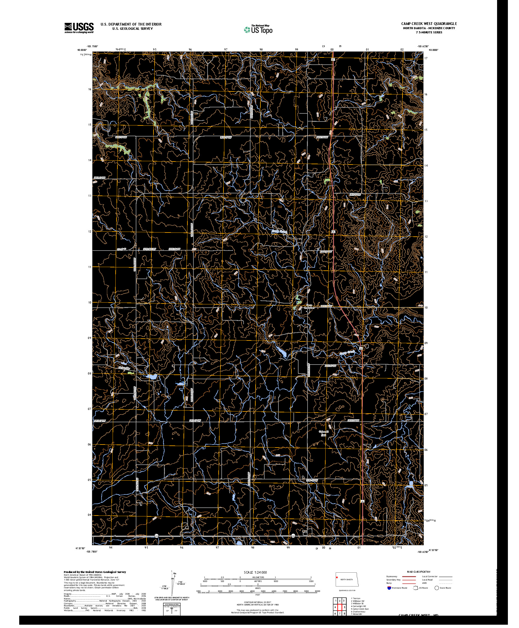 US TOPO 7.5-MINUTE MAP FOR CAMP CREEK WEST, ND