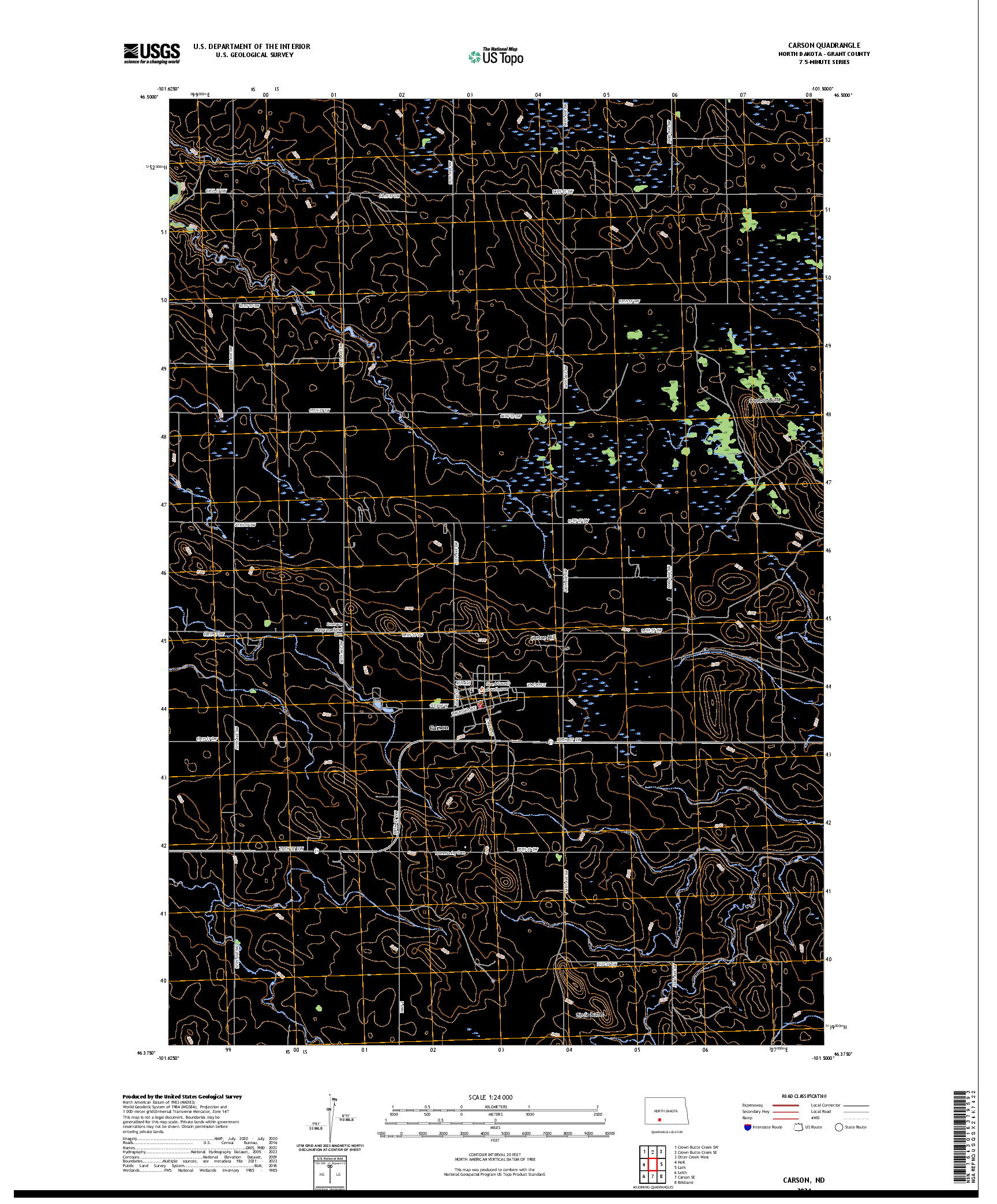 US TOPO 7.5-MINUTE MAP FOR CARSON, ND