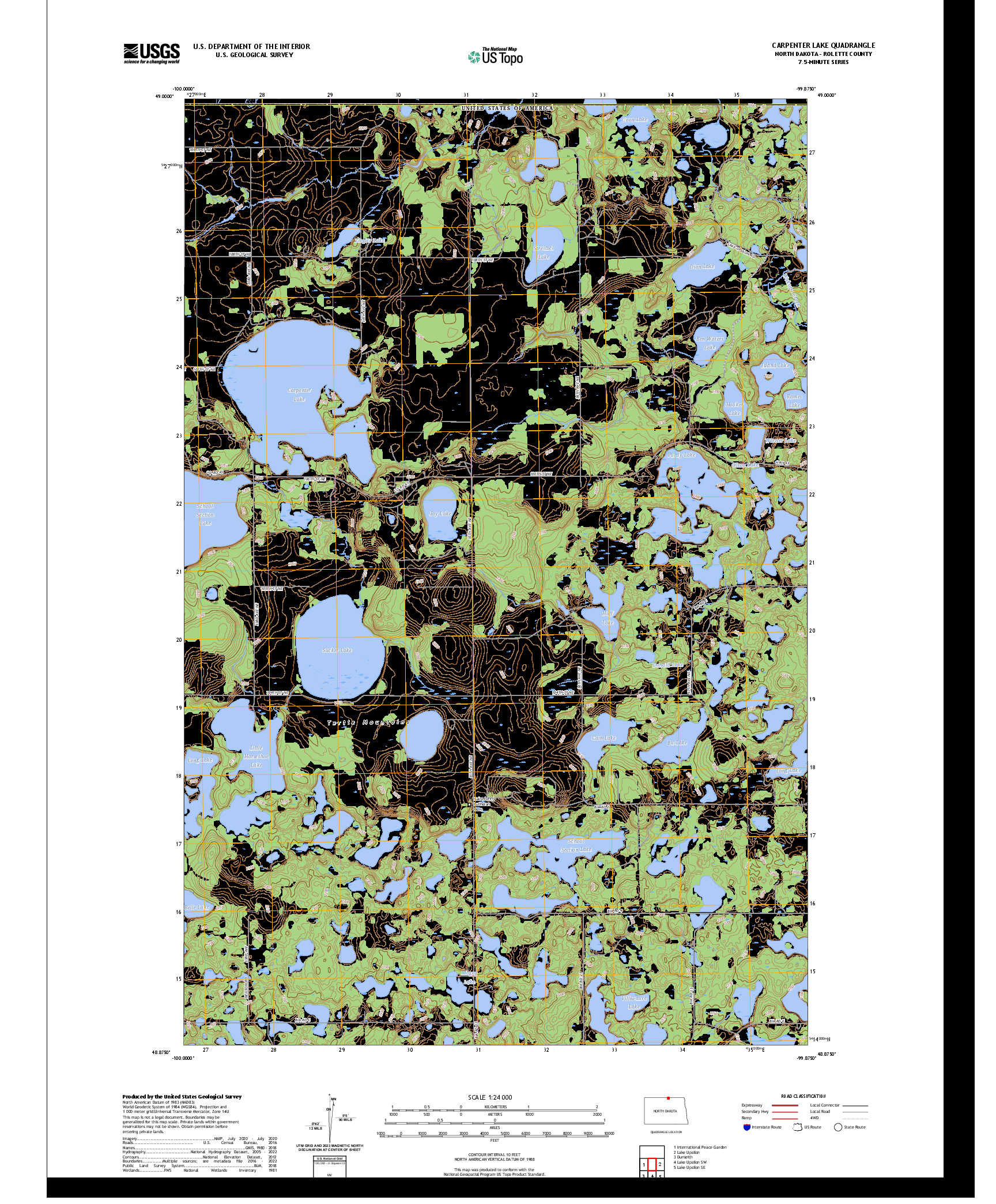US TOPO 7.5-MINUTE MAP FOR CARPENTER LAKE, ND,MB