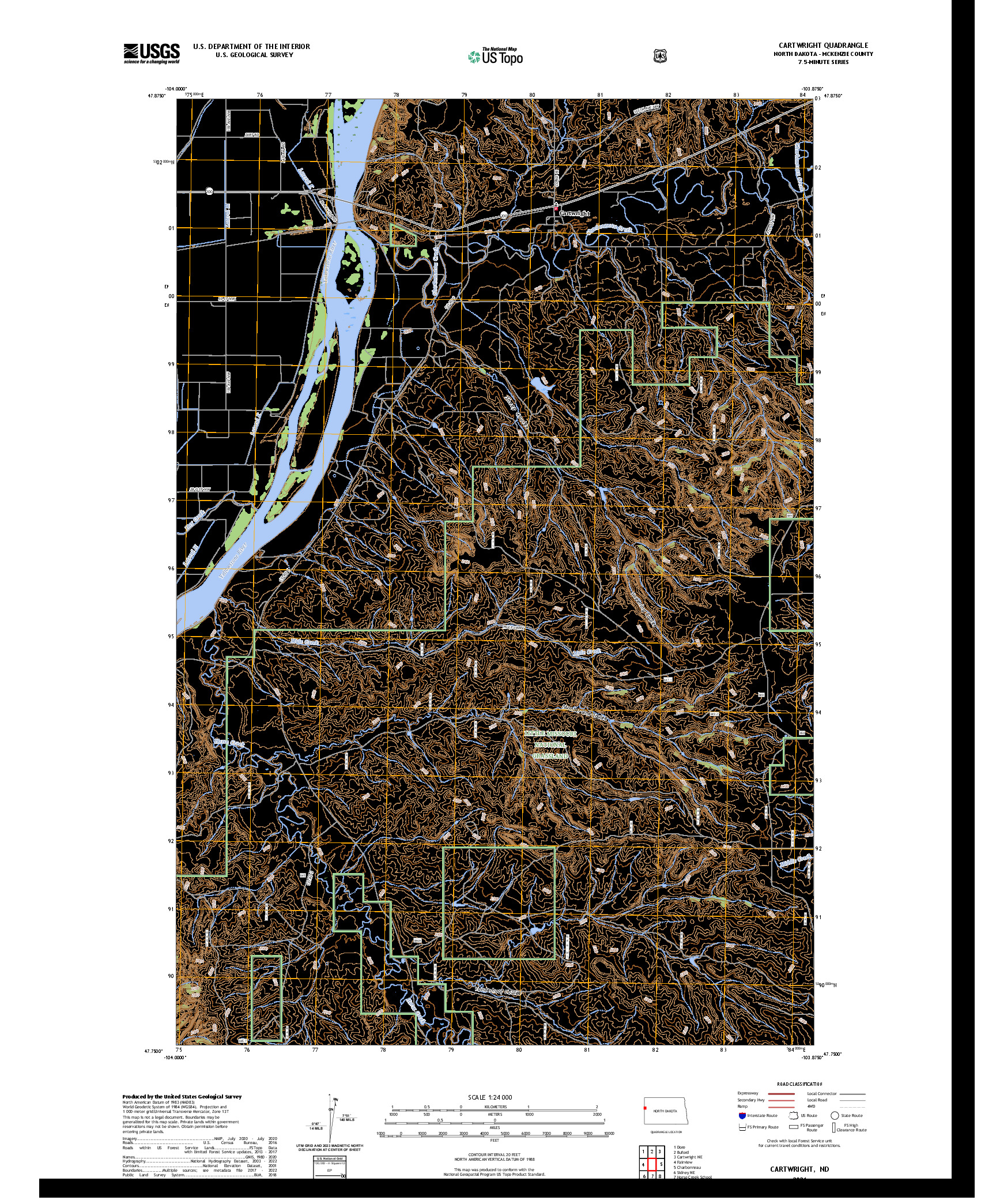 US TOPO 7.5-MINUTE MAP FOR CARTWRIGHT, ND