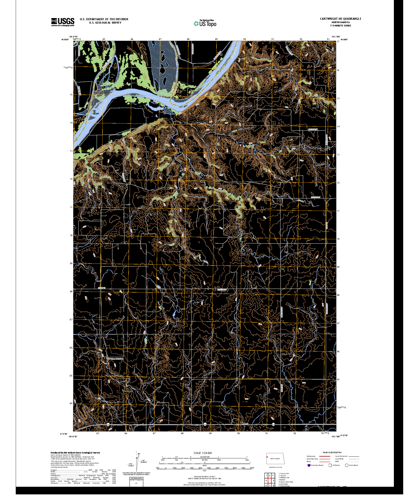 US TOPO 7.5-MINUTE MAP FOR CARTWRIGHT NE, ND