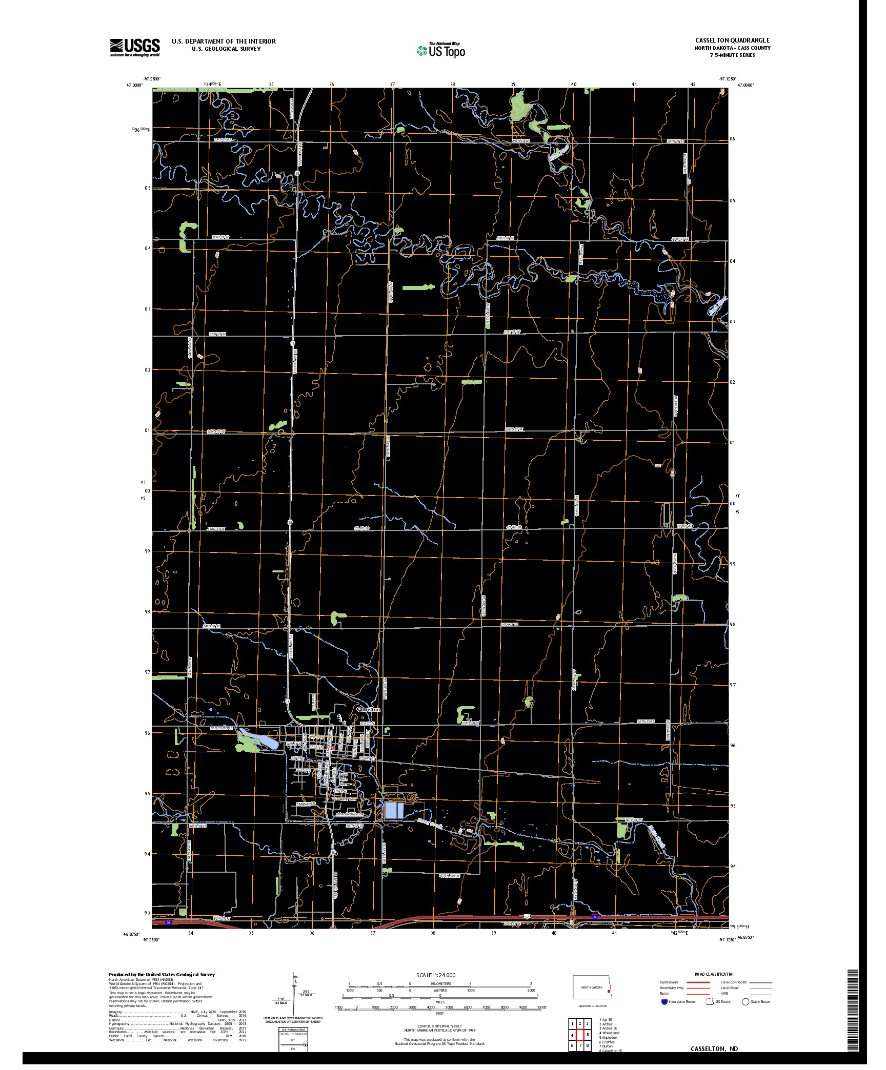US TOPO 7.5-MINUTE MAP FOR CASSELTON, ND