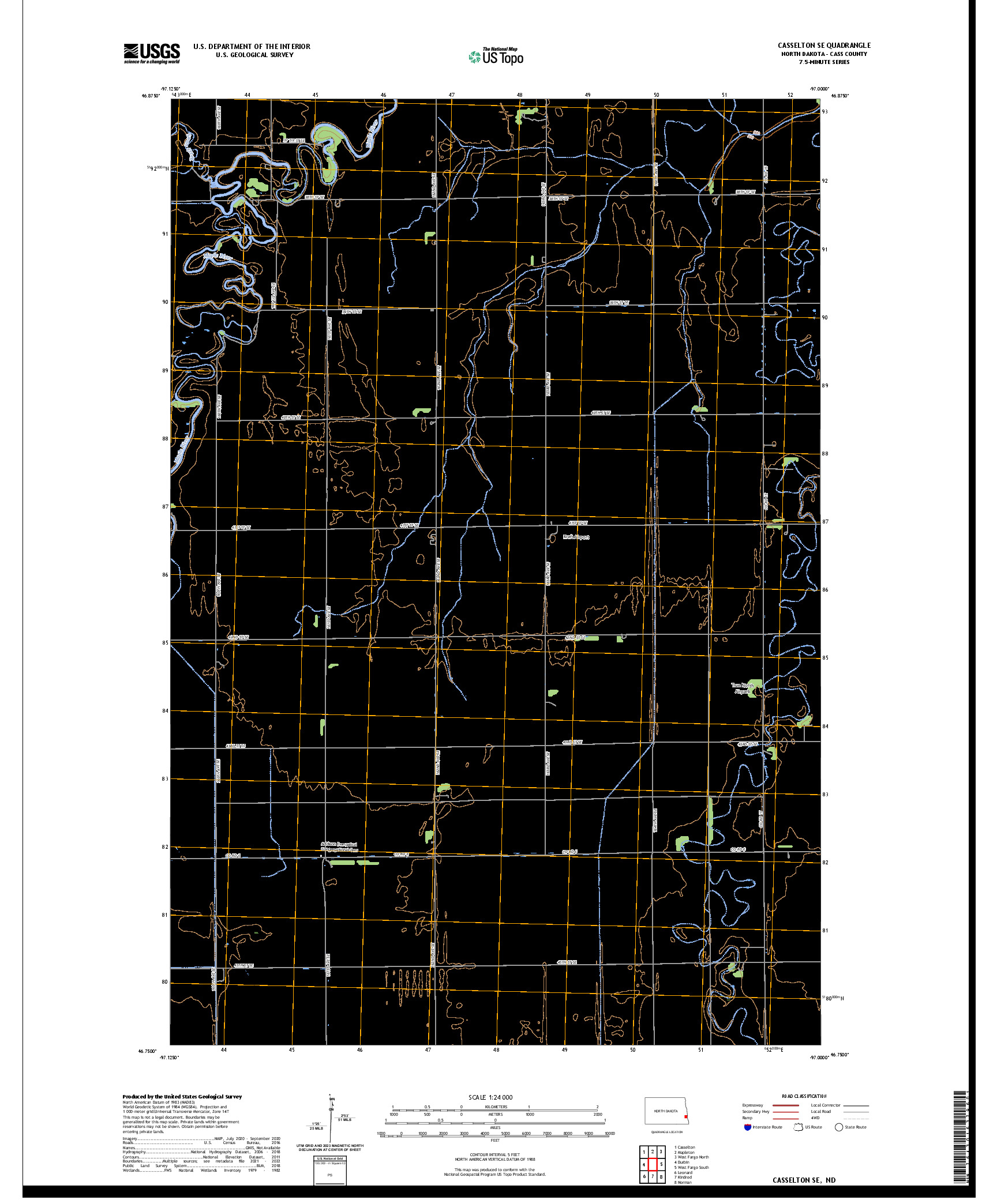 US TOPO 7.5-MINUTE MAP FOR CASSELTON SE, ND