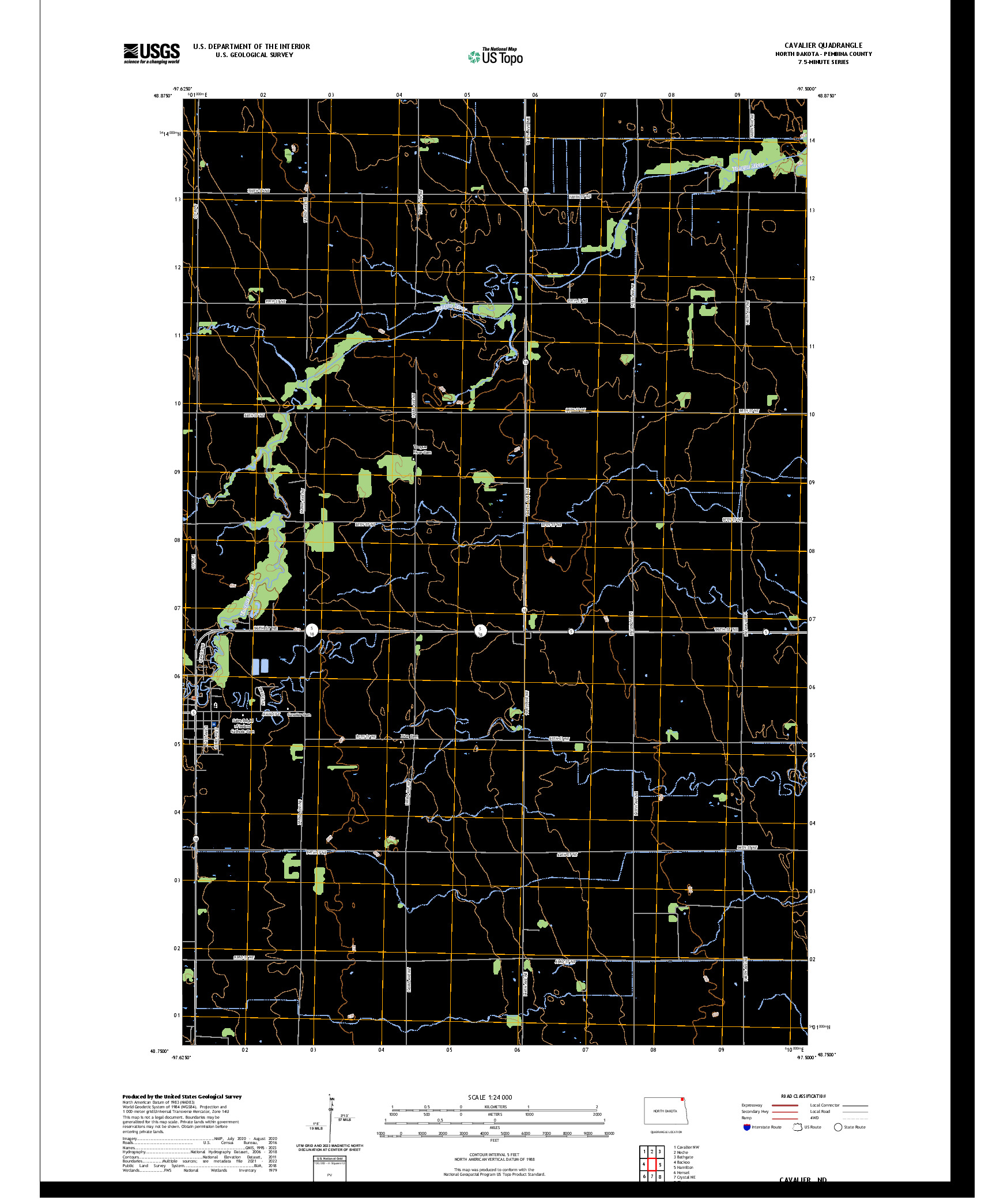 US TOPO 7.5-MINUTE MAP FOR CAVALIER, ND