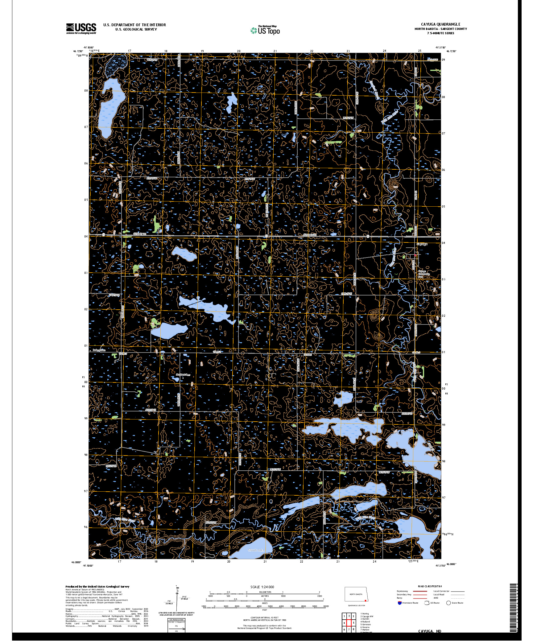 US TOPO 7.5-MINUTE MAP FOR CAYUGA, ND