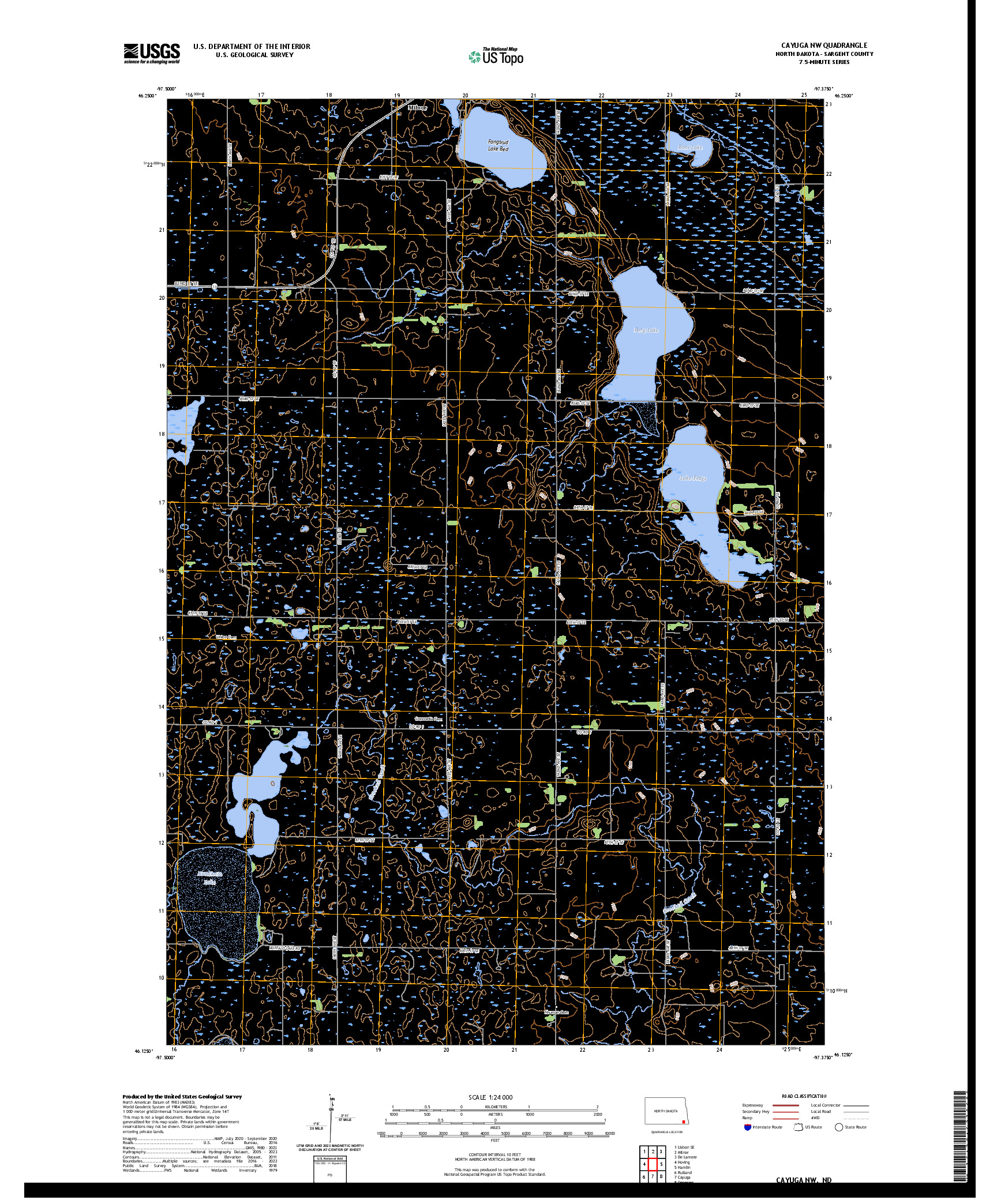 US TOPO 7.5-MINUTE MAP FOR CAYUGA NW, ND