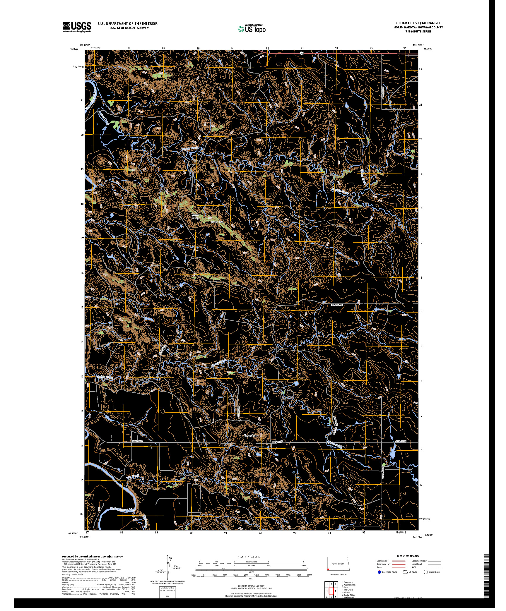 US TOPO 7.5-MINUTE MAP FOR CEDAR HILLS, ND
