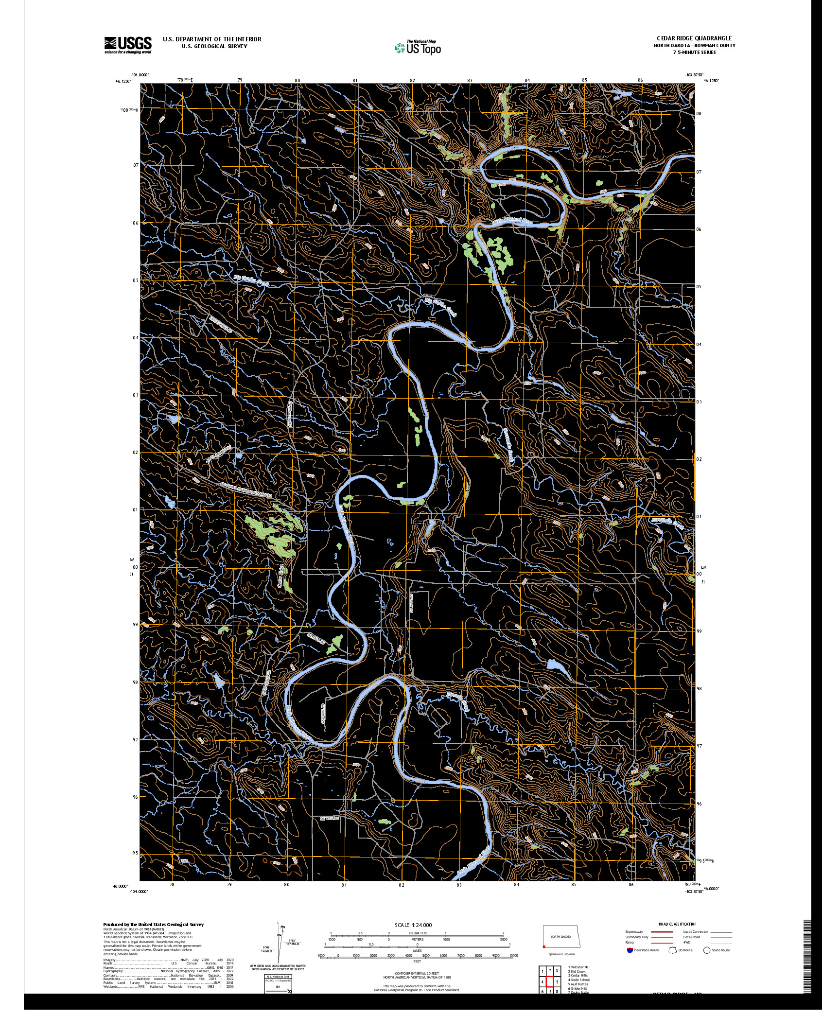 US TOPO 7.5-MINUTE MAP FOR CEDAR RIDGE, ND
