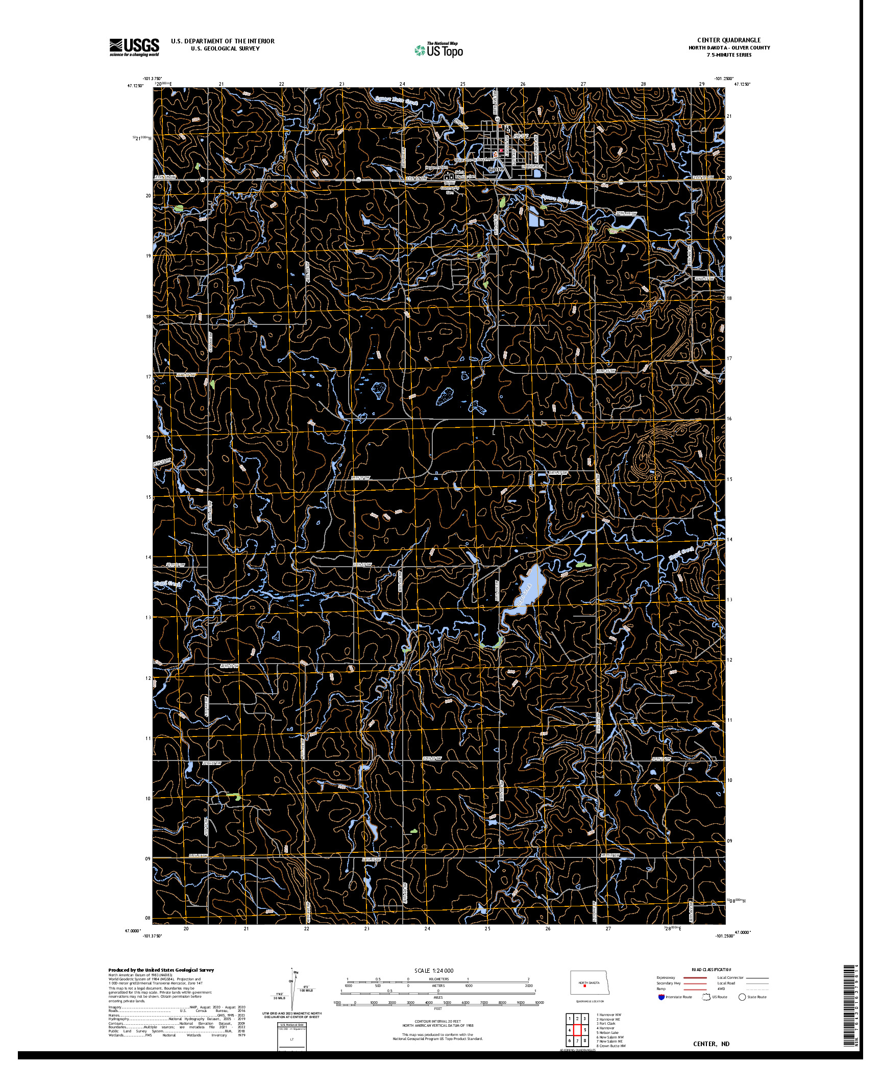 US TOPO 7.5-MINUTE MAP FOR CENTER, ND