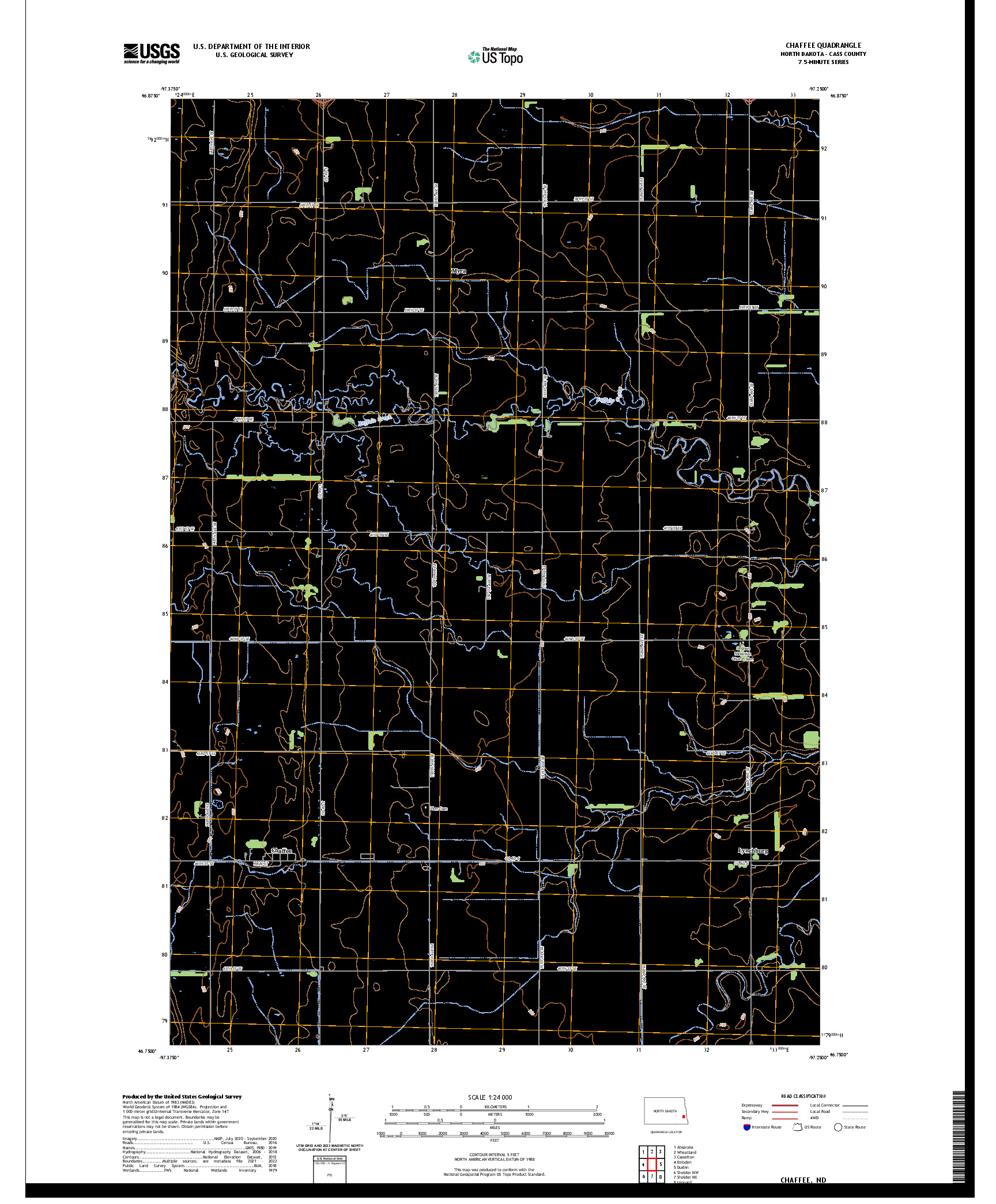 US TOPO 7.5-MINUTE MAP FOR CHAFFEE, ND