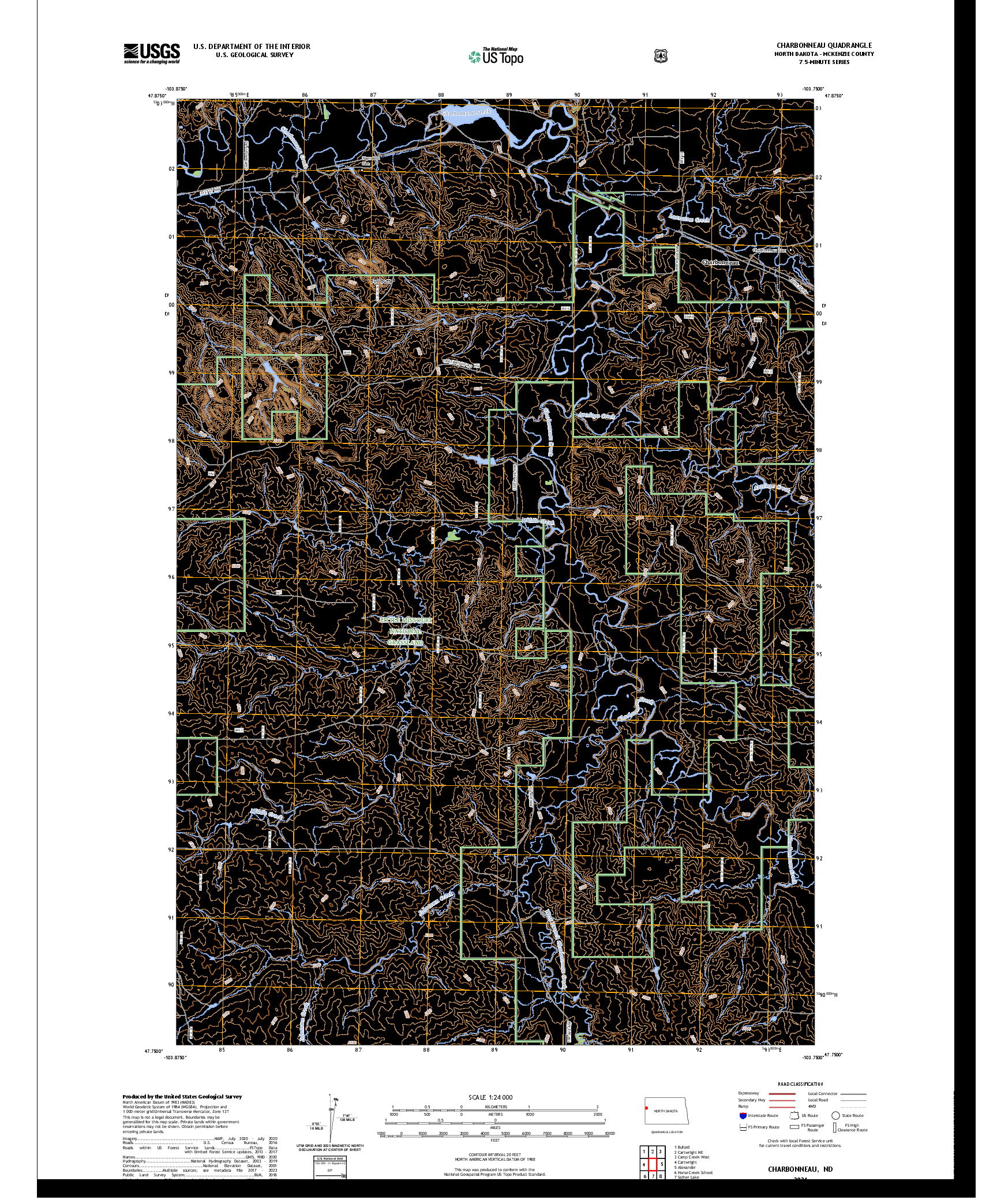 US TOPO 7.5-MINUTE MAP FOR CHARBONNEAU, ND