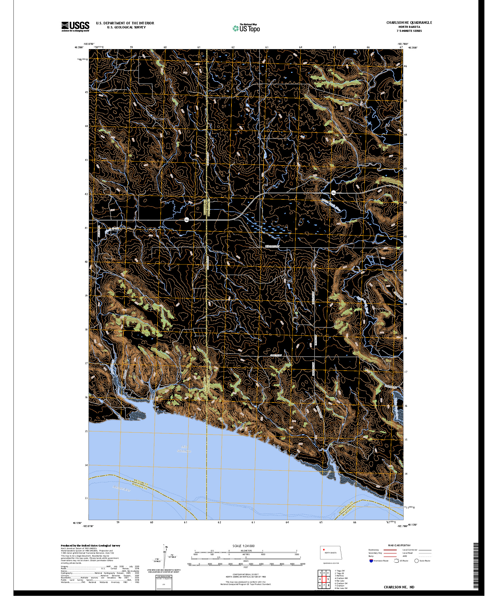 US TOPO 7.5-MINUTE MAP FOR CHARLSON NE, ND