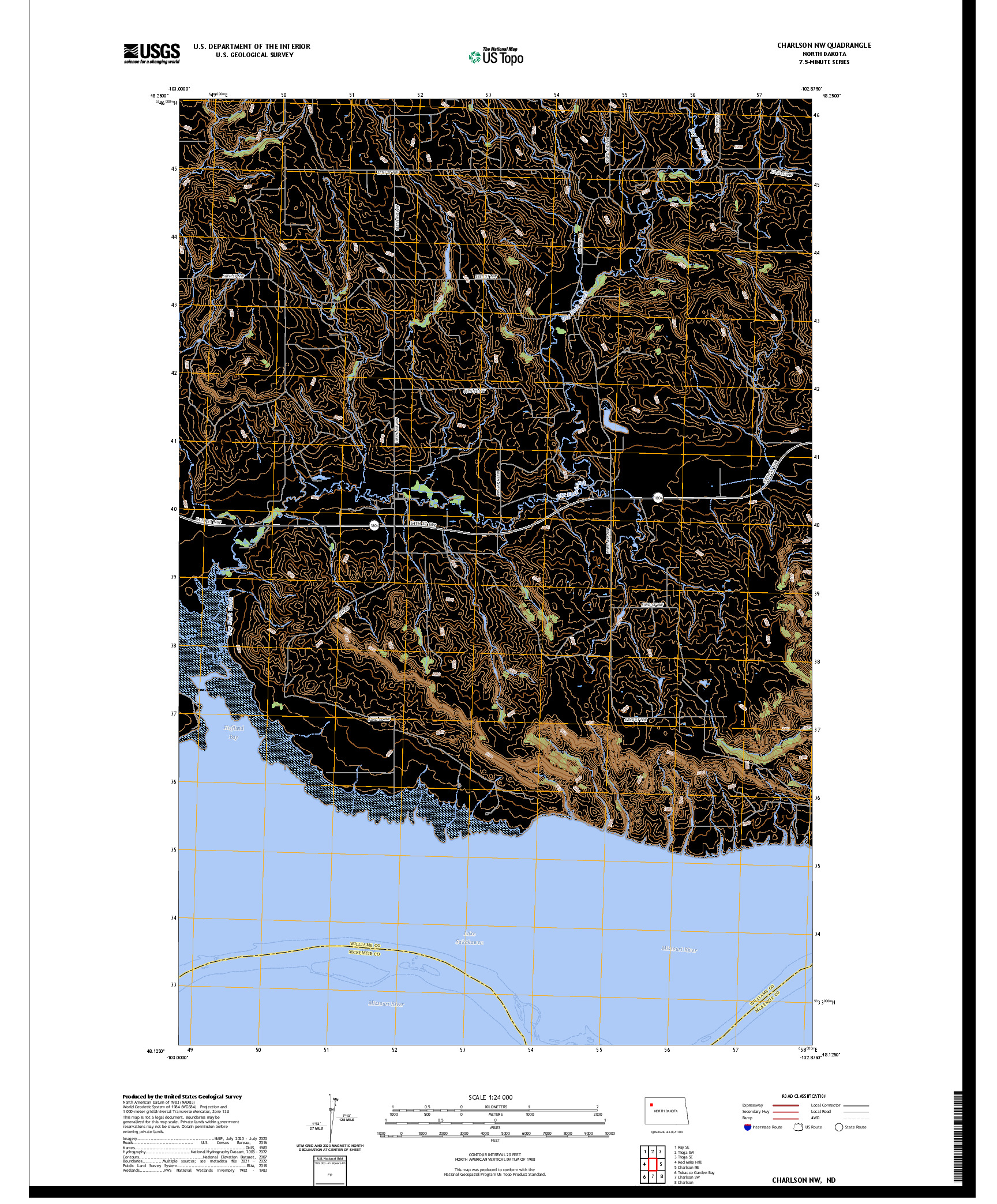 US TOPO 7.5-MINUTE MAP FOR CHARLSON NW, ND